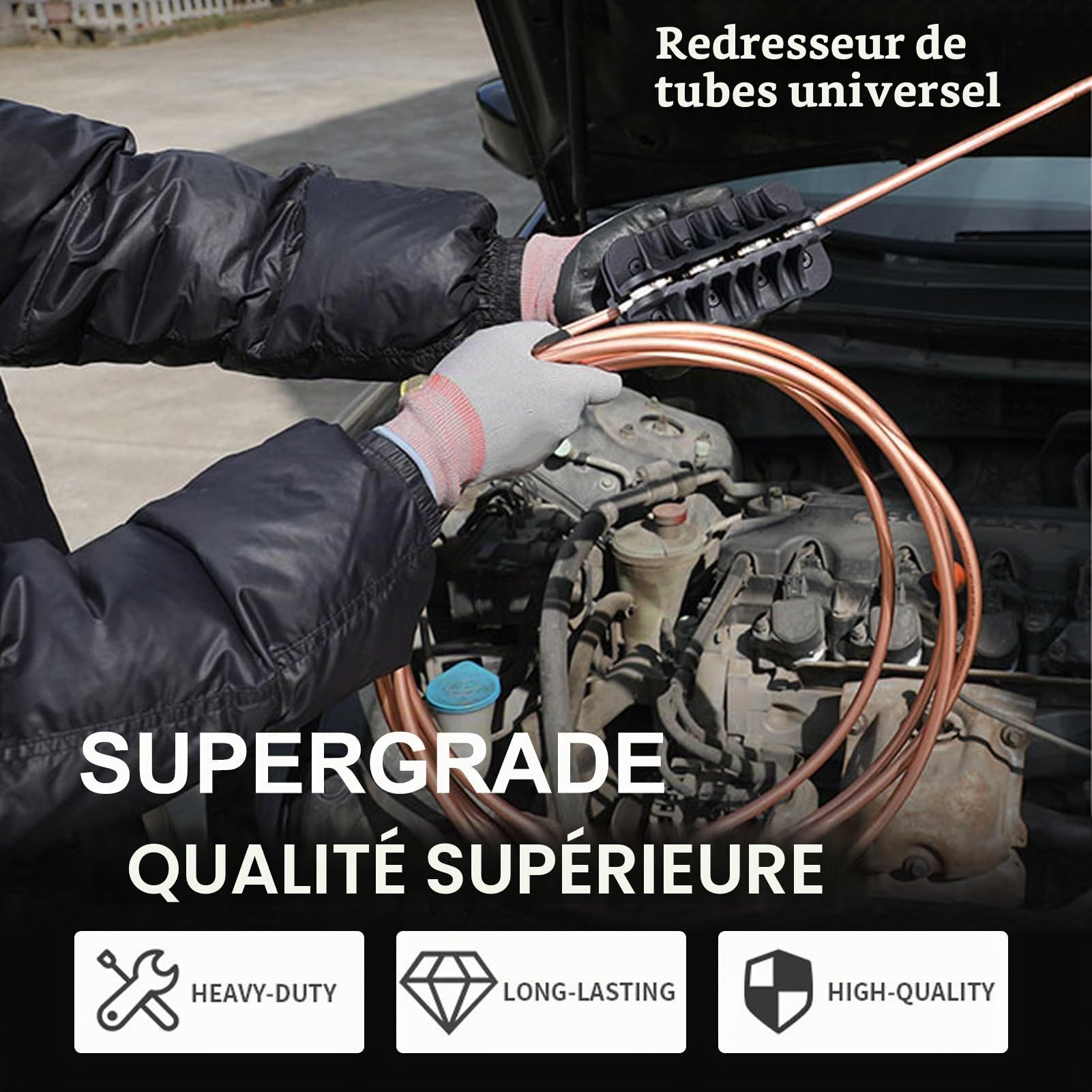 Redresseur de Tuyau Professionnel, 5/8 Pouces, Outil Portable pour Tuyaux en Acier, Acier Inoxydable, Cuivre et Aluminium, avec Excellente Adhérence