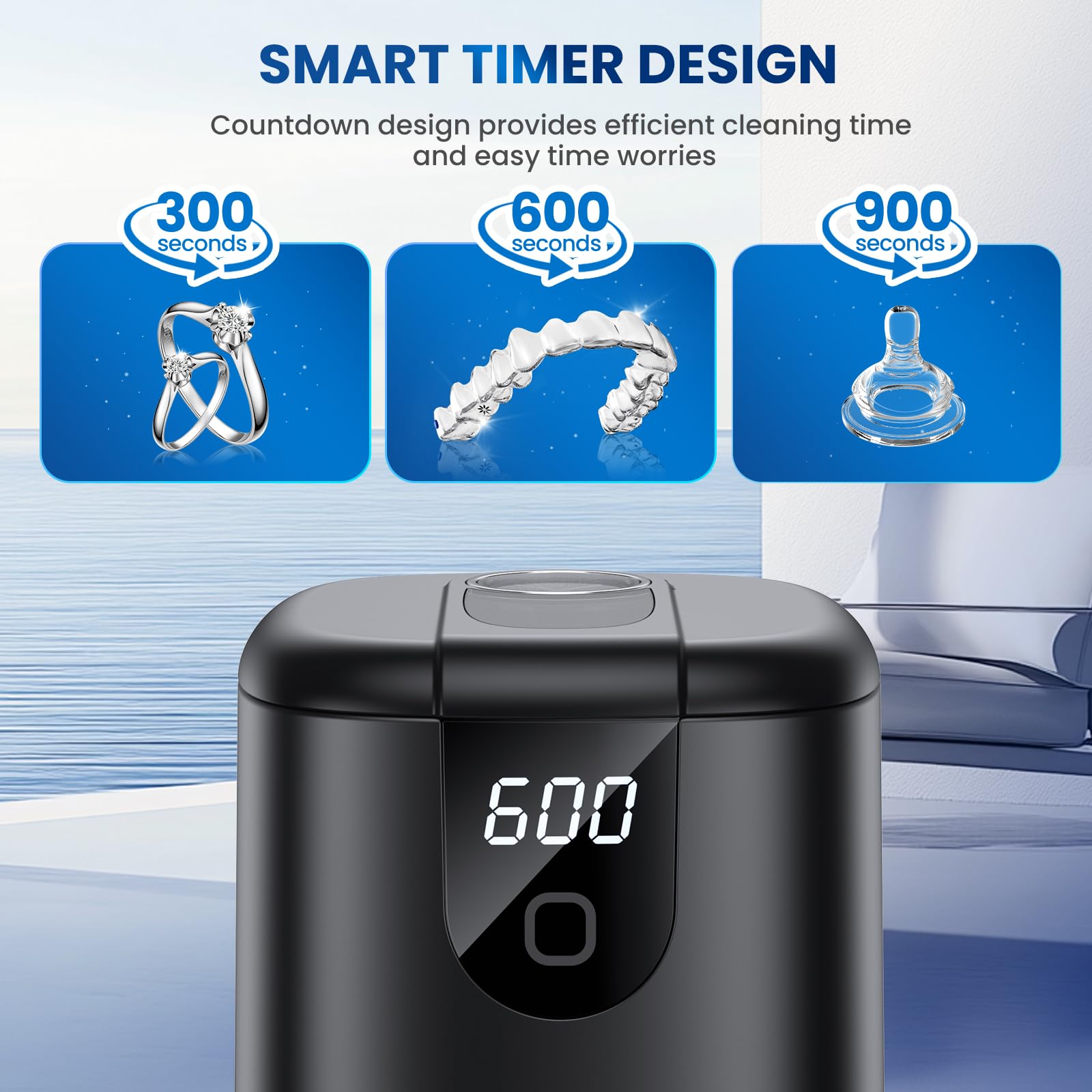 POWEE Ultrasonic & Ultraviolet Retainer Cleaner, Does Not Require Toxic Tablets Or Chemicals, Cleans Dentures, Aligners, Mouthguards, Toothbrush Heads, Braces, And All Other Dental Appliances - View #10