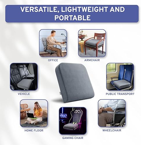 Miniatura 3 de Almohada para asiento extragrande para personas con sobrepeso ComfySure, con espuma viscoelástica, para silla de ruedas, oficina o coche, en gris