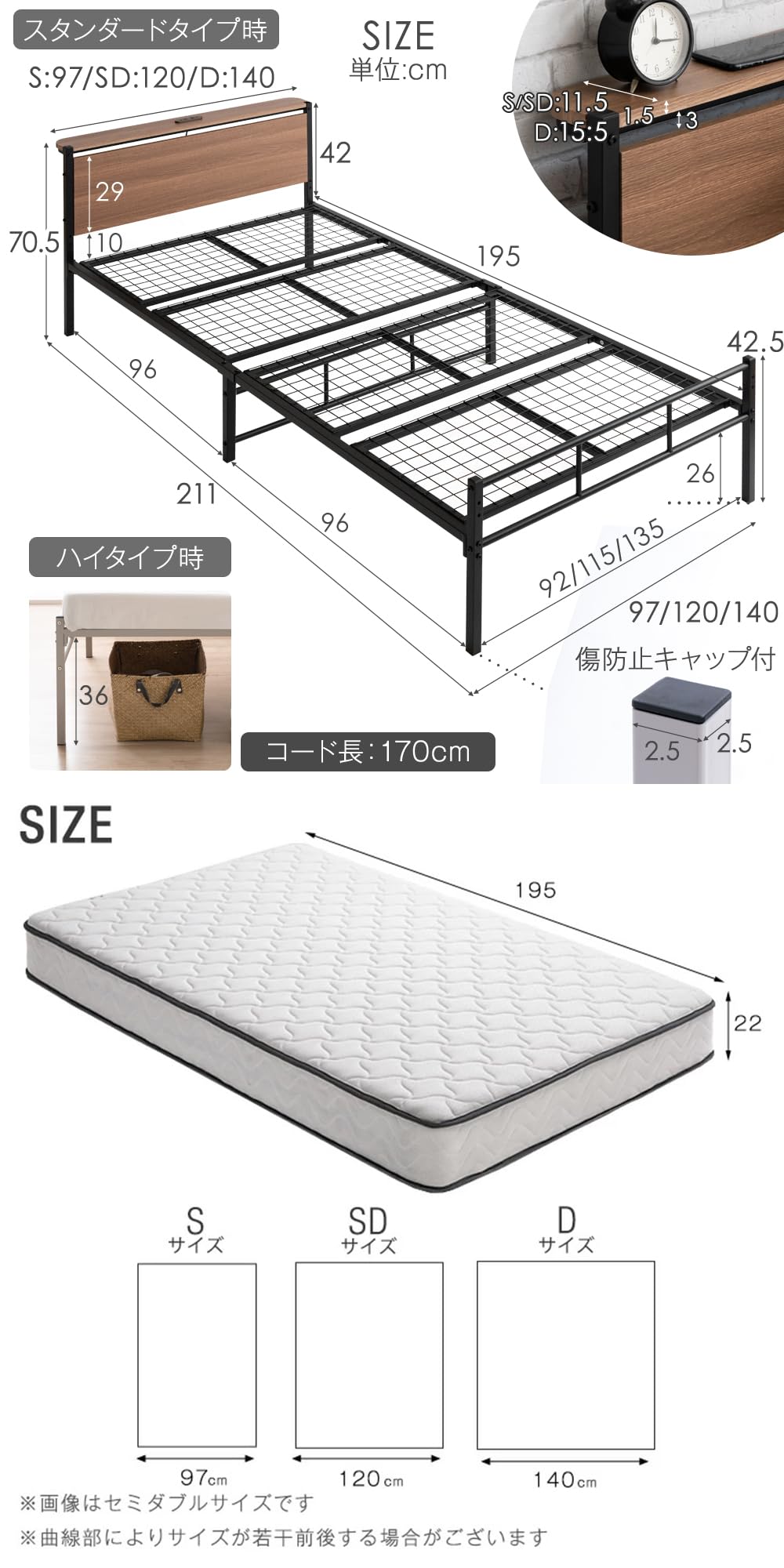 Amazon.co.jp: タンスのゲン ベッド【マットレス付】シングル ポケット