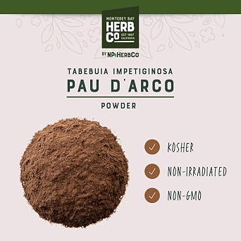Pau D'Arco Powder - Inner Bark, by Herb Co, Tabebuia Impetiginosa, from Brazil, Kosher, for Encapsulation, Tea Blends, Soaps, Lotions, Body Washes & Tinctures for Cleaning, 1 lb