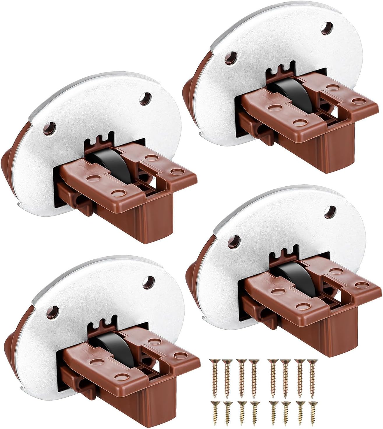 TEHAUX 4sets Slides Kit Heavy Duty Cabinet Drawer Rollers Replacement Track Glides Repair Kit for Nightstand Dresser Furniture Guide System Hardware with Smooth Sliding and Easy DIY