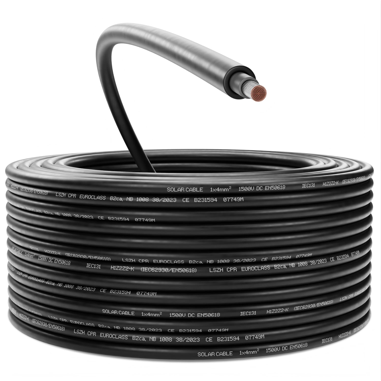deleyCON 25m Solarkabel 4mm² - Hochwertiges Photovoltaik-Kabel für PV-Anlagen - UV-Beständig Halogenfrei für 1kV AC 1,5kV DC - Ideal für Feste Verlegung und PV-Steckkontakte - Schwarz