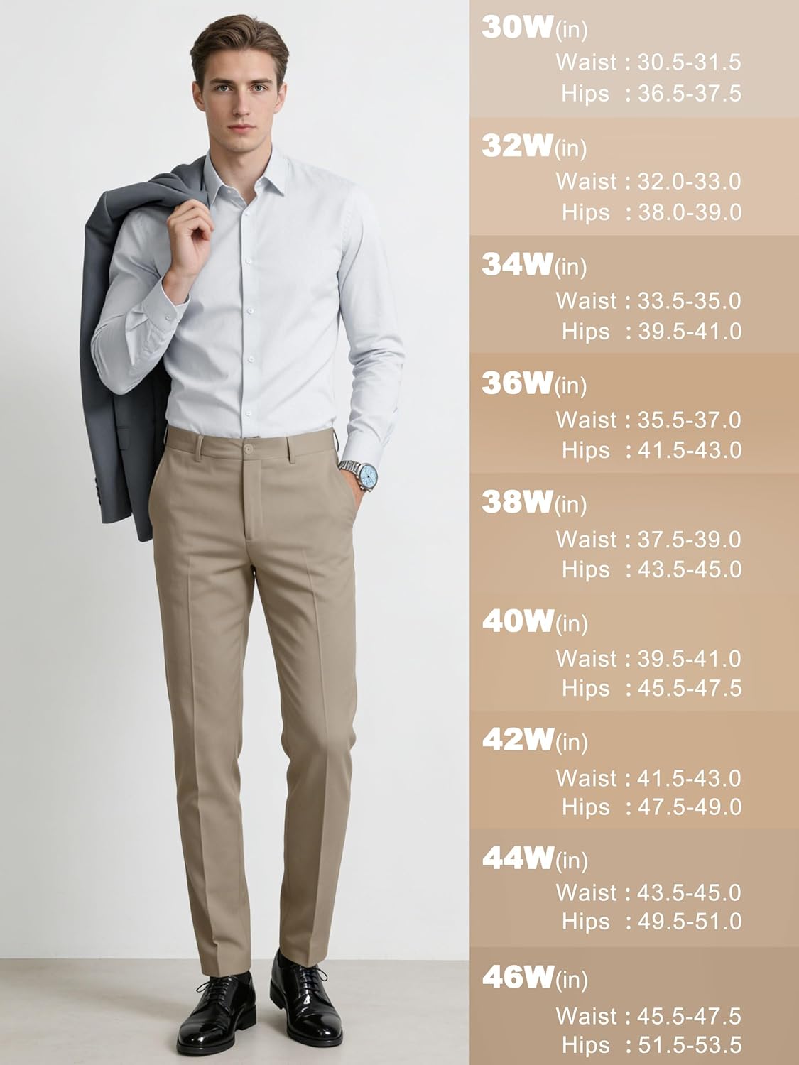 Tall Men 34/36/38 Inseam Dress Pants Classic Fit Straight Leg Business Casual Slacks Formal Office Work Trousers - Image 6