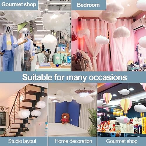 Miniatura 7 de Decoración de nube de simulación de algodón 3D, nubes artificiales para techo, decoración de nube para habitación, decoración de nube, escenario,