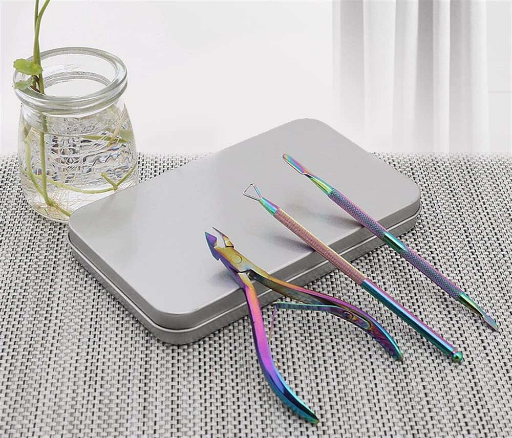 Tijeras para cutículas de Acero Inoxidable de 3 Piezas, para Empujar Las uñas, para Recoger Las uñas, para Quitar Las uñas, Herramientas Profesionales para pedicura