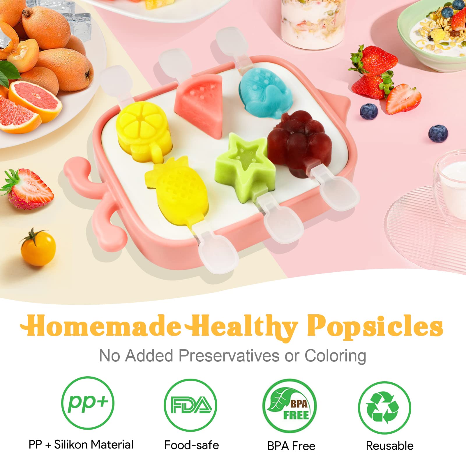 Stampini Per Ghiaccioli A Forma Di Ape - 6 Fori, Con Bastoncini, Sicuri Per Bambini - Foto 8