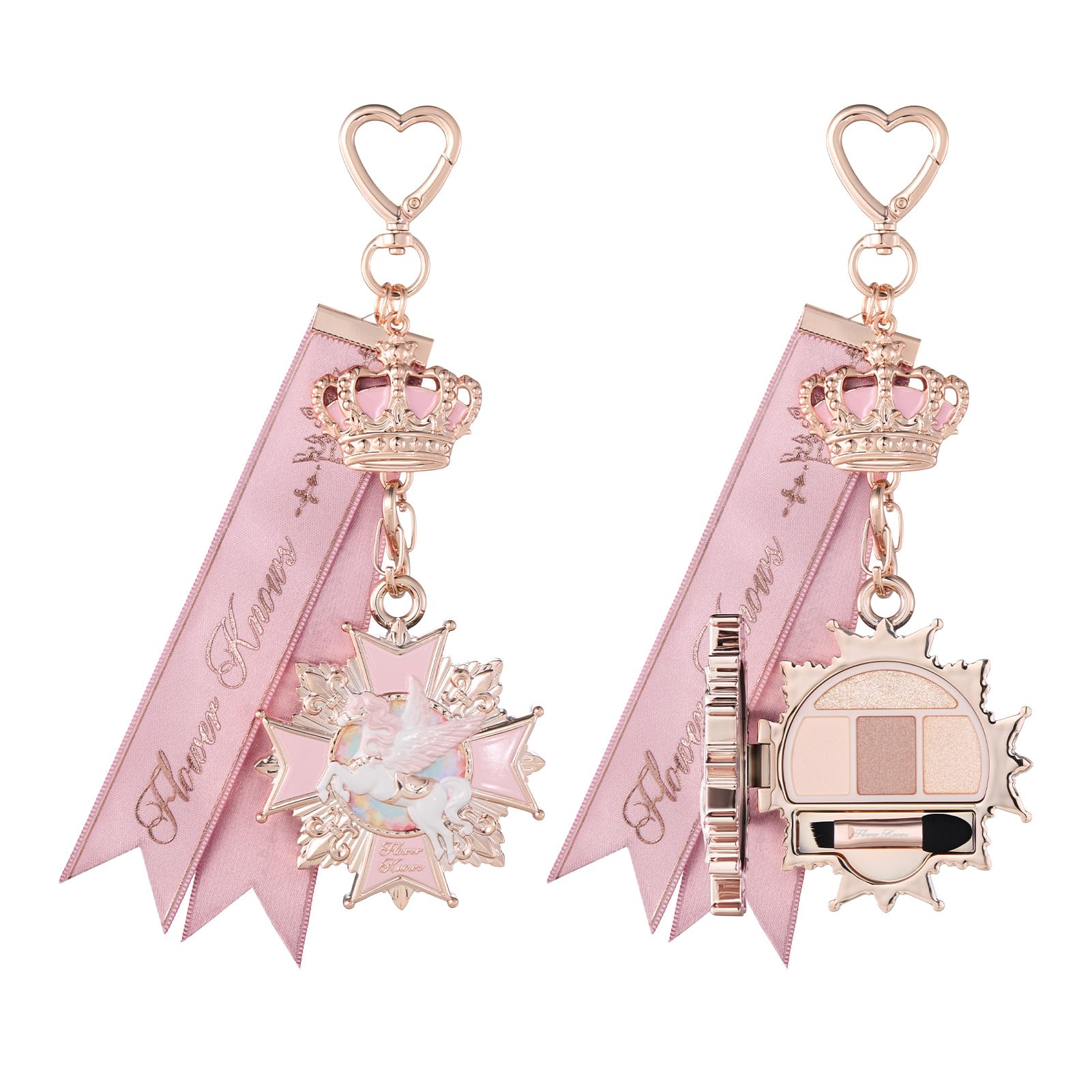 Flower Knows Knight Unicorn Eyeshadow Palette & Bag Charm, Cool Taupe Nude 01 Ribbon Pink