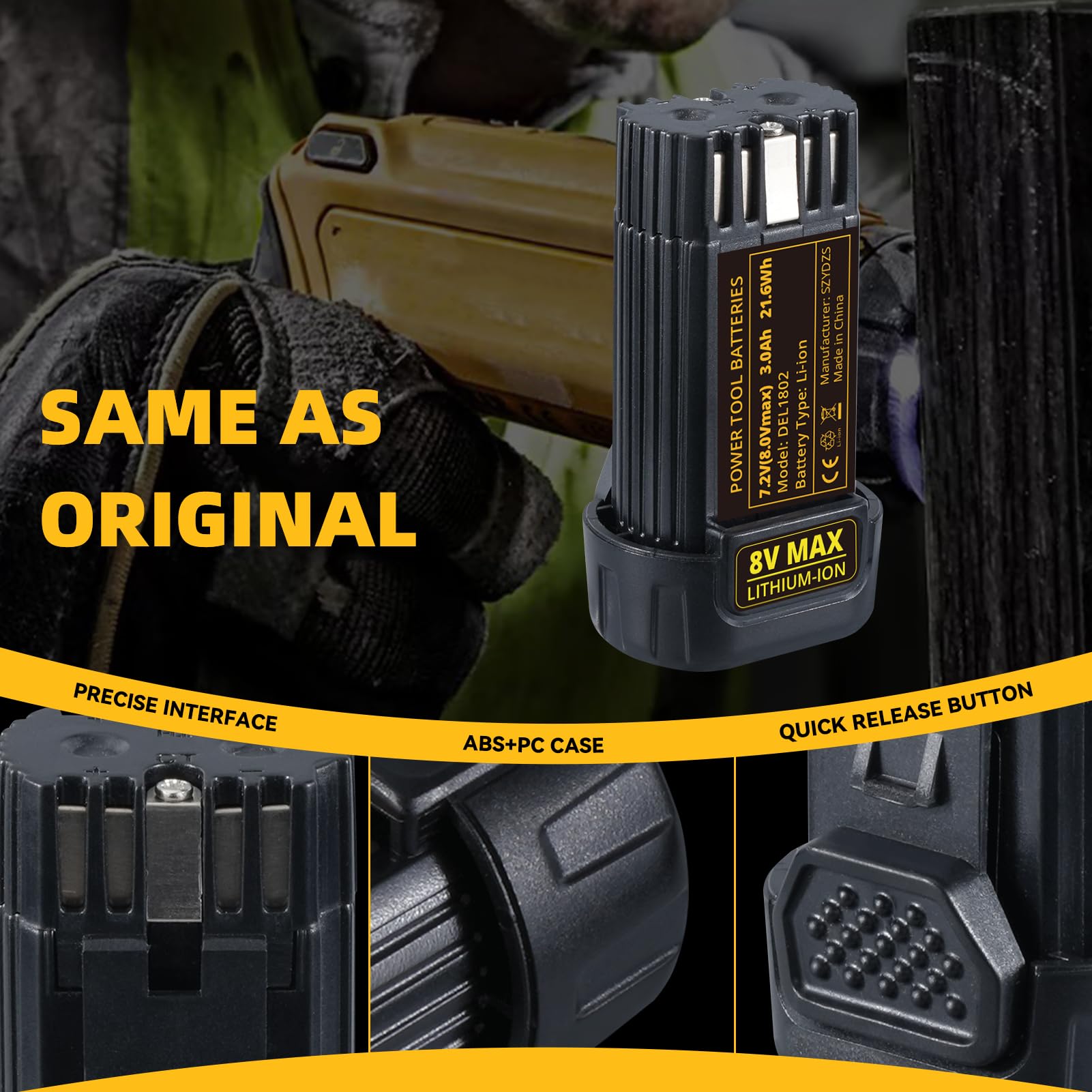 Batería de repuesto de 3000 mAh para batería de iones de litio Dewalt de 8 V compatible con Dewalt DCB080 DCF680N1 DW4390 DCF680N2 DCF680G2, 4 paquetes