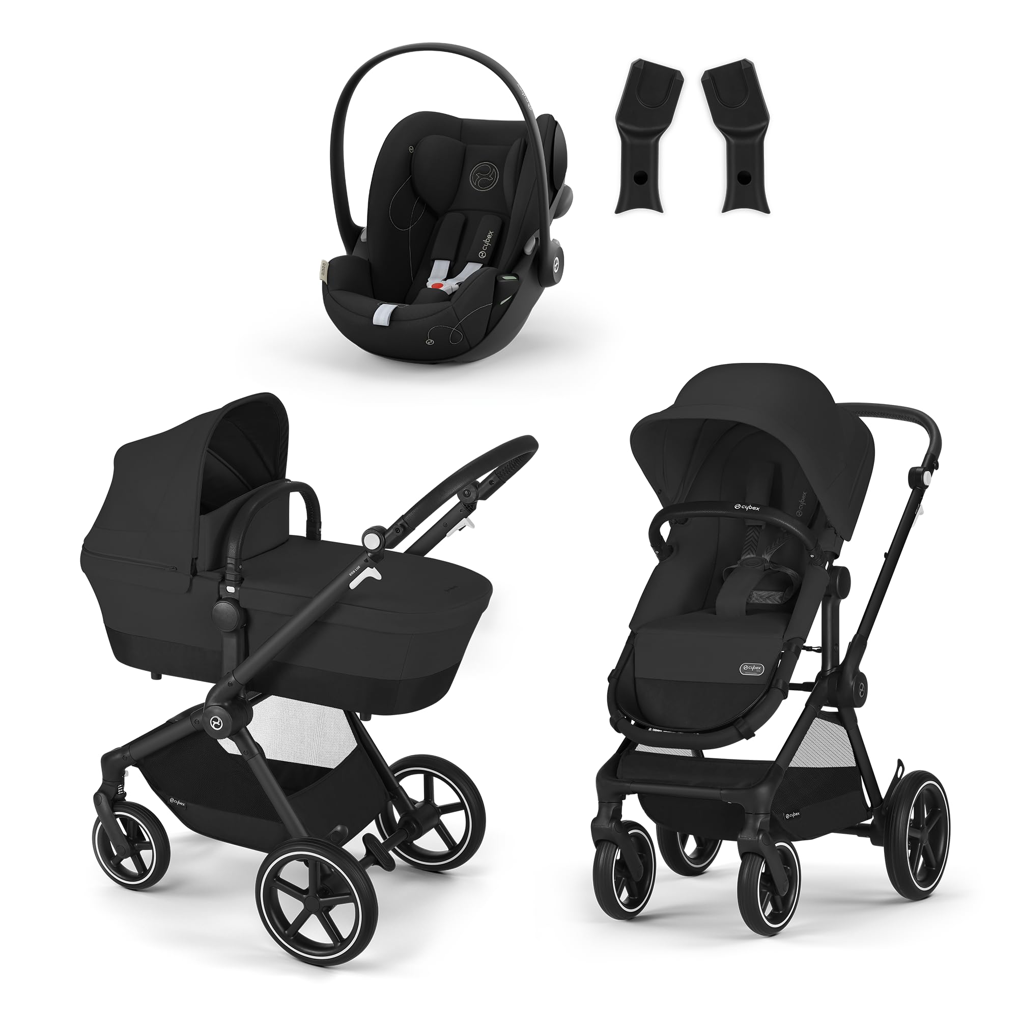 CYBEX Gold EOS Lux Carrozzina 2 in 1, dalla nascita fino a 22 kg (circa 4 anni) inclusivo EOS Adapter e CYBEX Cloud G i-Size, Moon Black