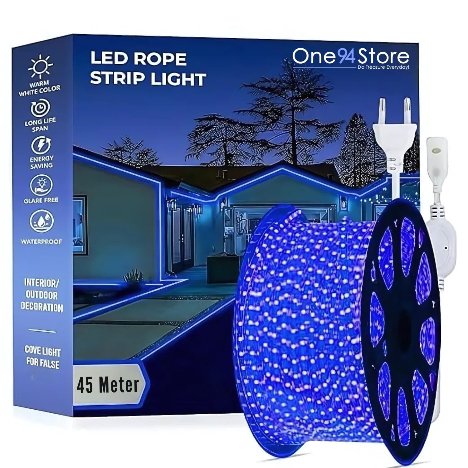 One94Store 45 Meter LED Rope Light for Decoration-Waterproof Decorative Lights, SMD Cove Light for Ceiling LED Pipe Light for Home Décor Led Strip Lights for Diwali Decoration (Blue)