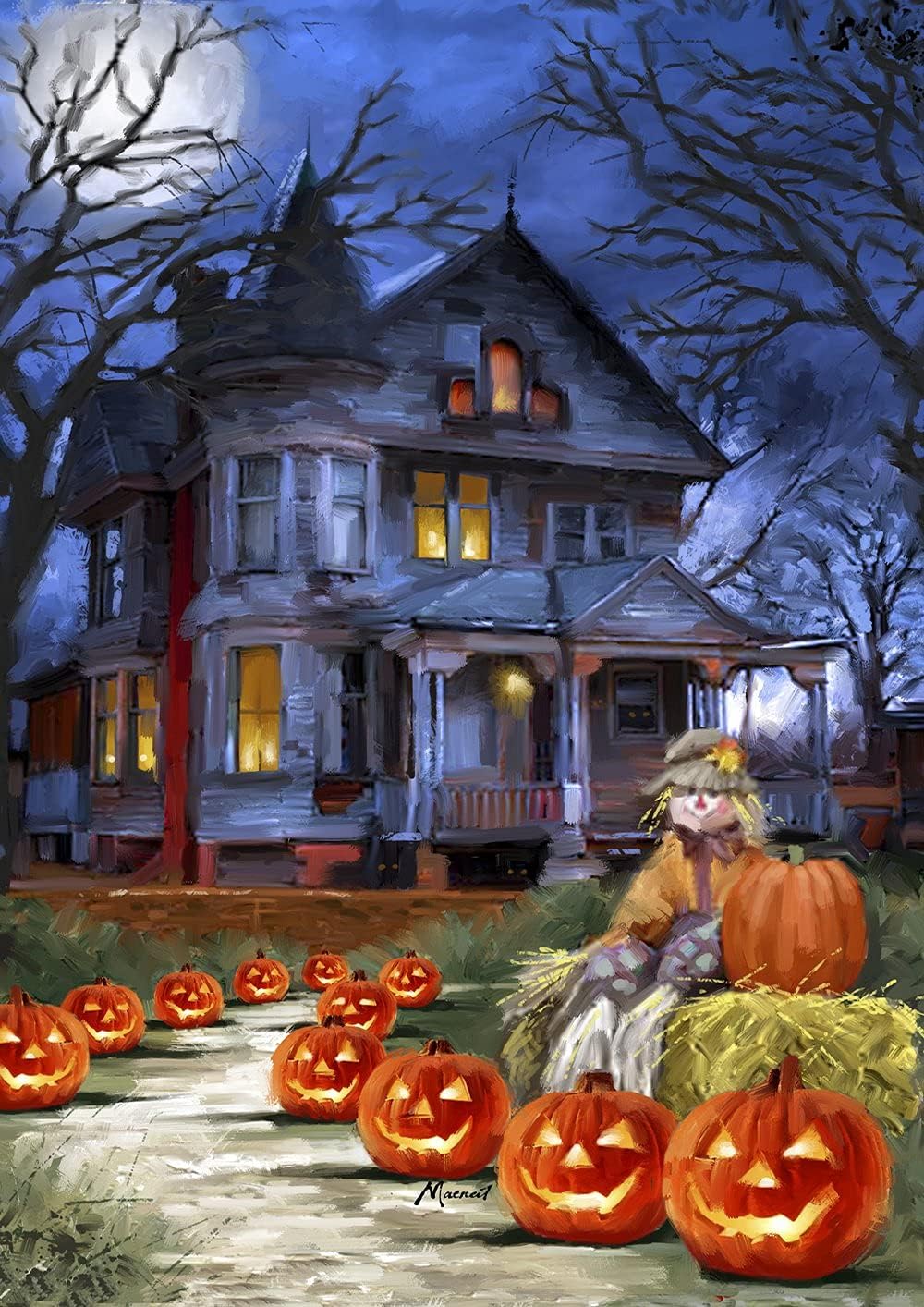 Toland Home Garden 12x18 Inch Double Sided Garden Flag Halloween Flag, Spooky Manor Spooky Halloween Garden Flag For Outdoor Yard Flag Decoration