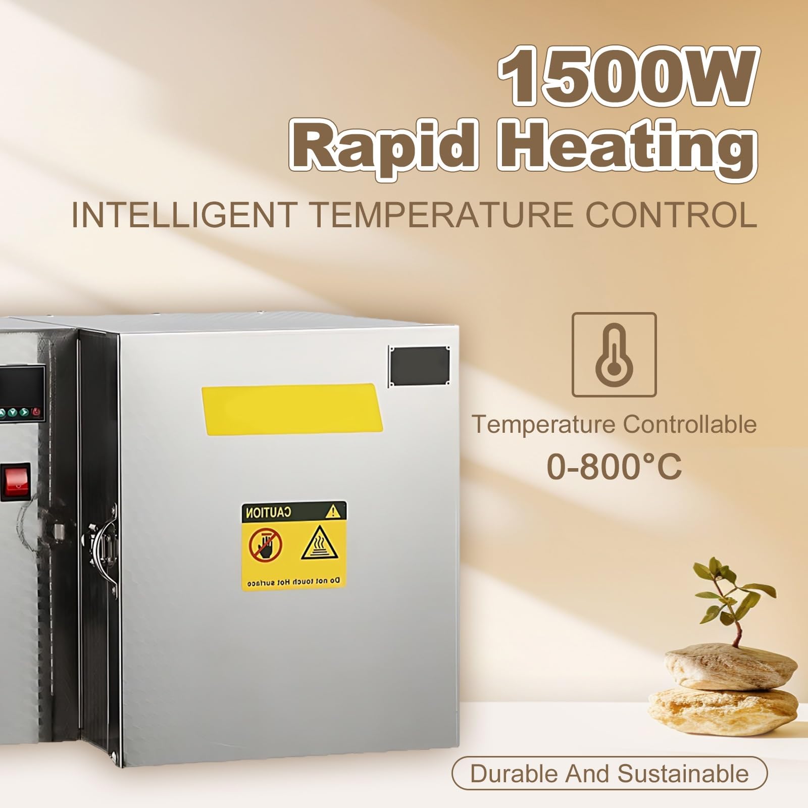 Horno Eléctrico 1500W con Pinza y Guantes, 800°C PID Alta Precisión para Fusing Vidrio, Esmaltado y Sinterización Arcilla, Diseño Compacto para Laboratorio