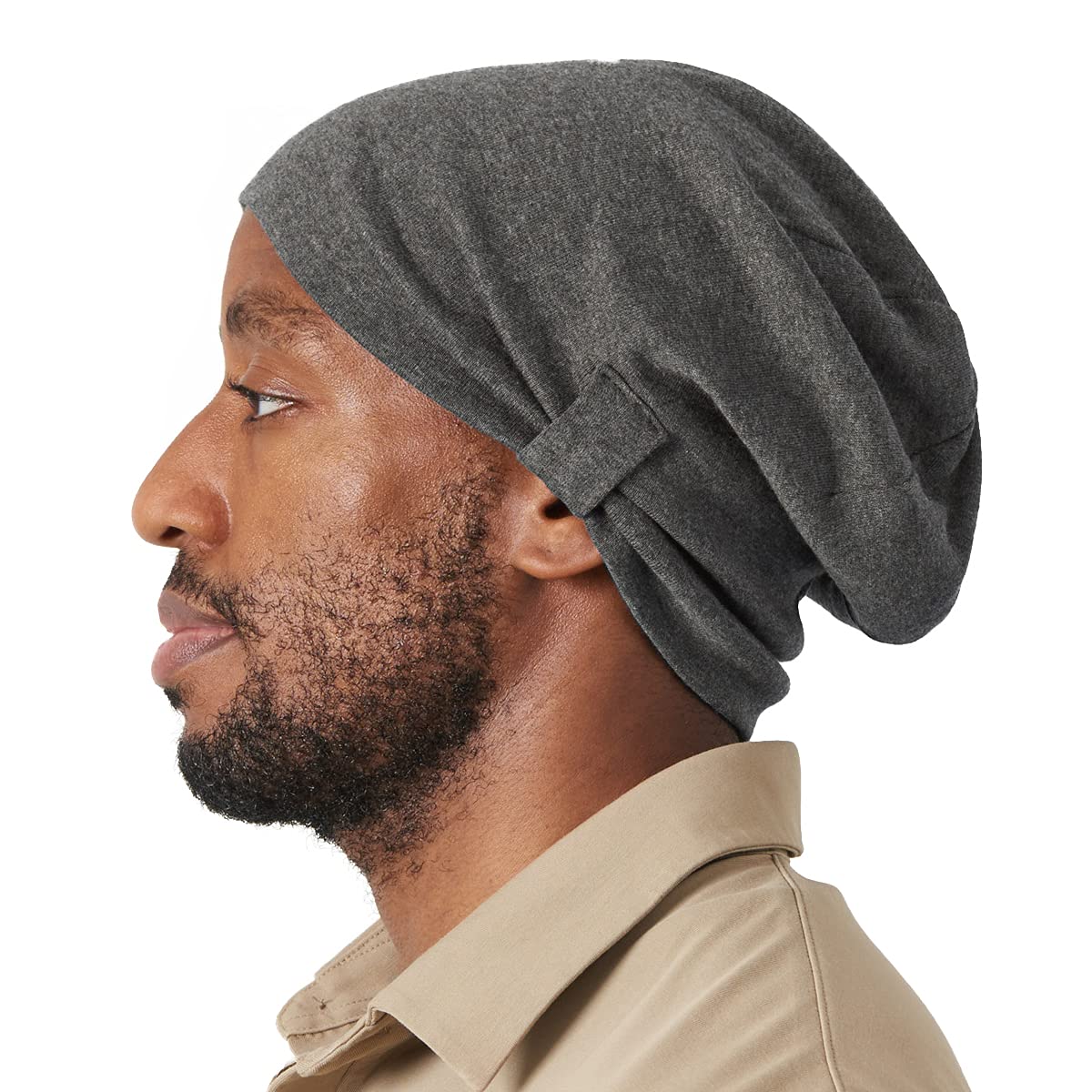 Charm Women's Dark Grey Organic Cotton Slouchy Beanie - Soft Summer Slouch Chemo Hat