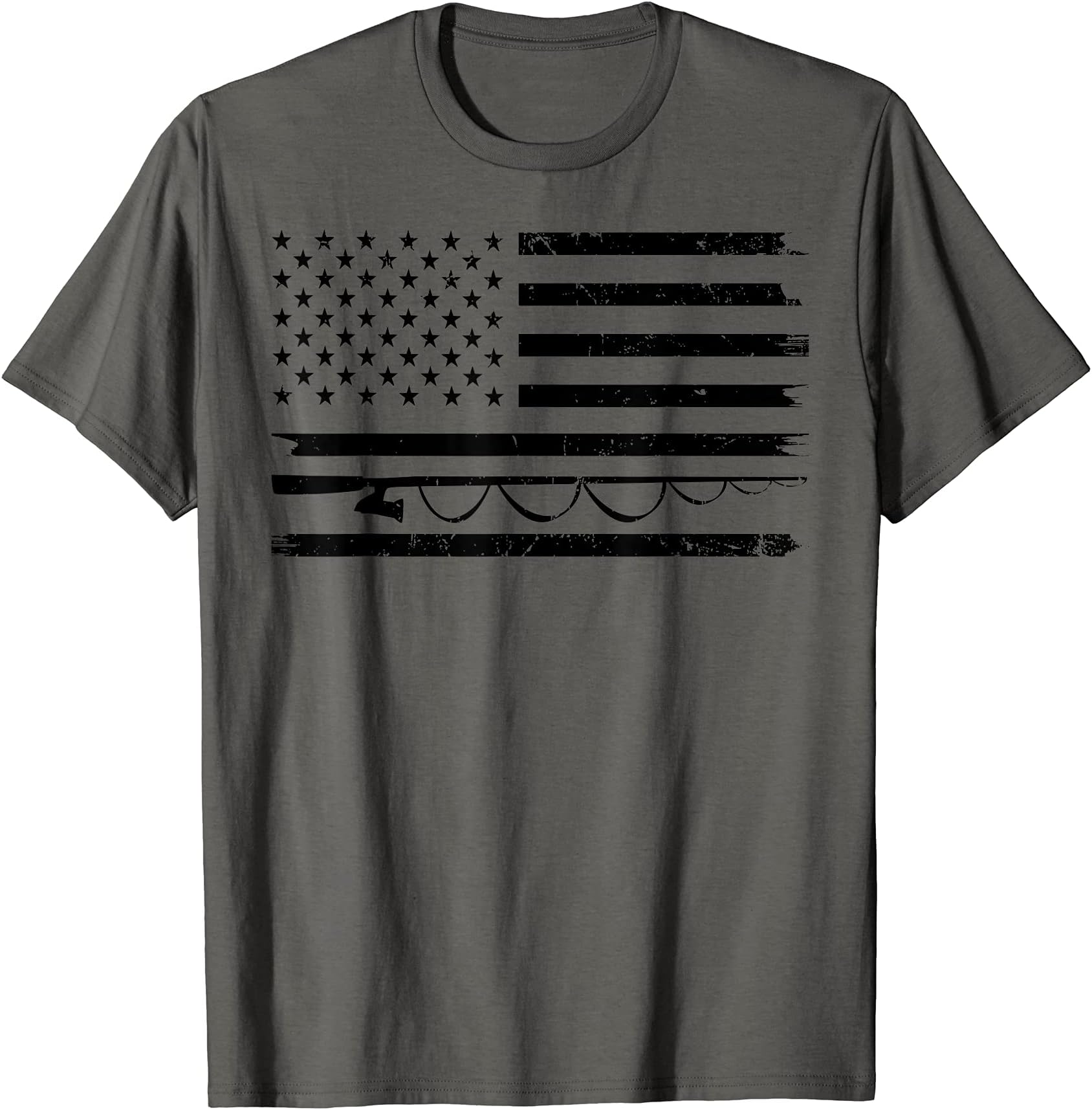 Funny Fishing Gift Men Women Cool Fishing Pole American Flag T-Shirt