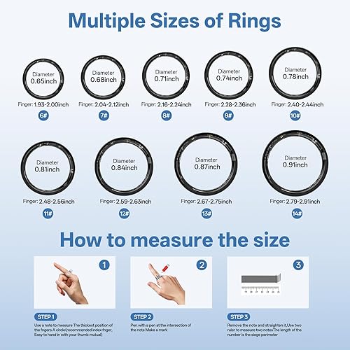 Miniatura 7 de Anillo inteligente para mujeres y hombres, anillo de seguimiento de salud con frecuencia cardíaca, monitor de sueño, oxígeno en sangre, HRV, estrés,