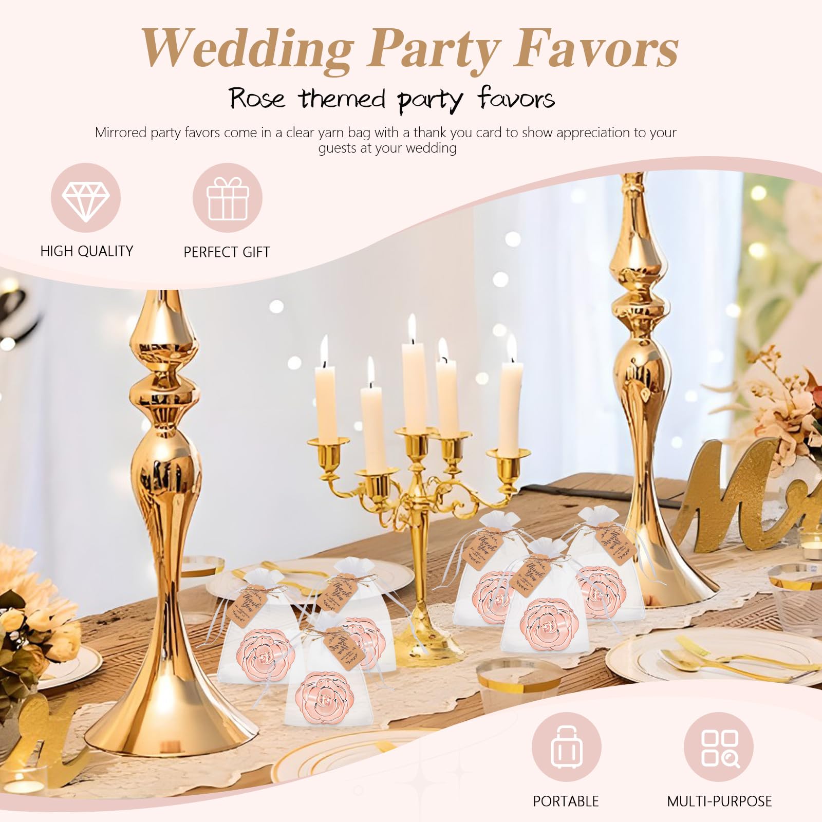 Espejos compactos rosas a granel 30 unidades recuerdos boda regalos despedida soltera espejos plegables forma rosa