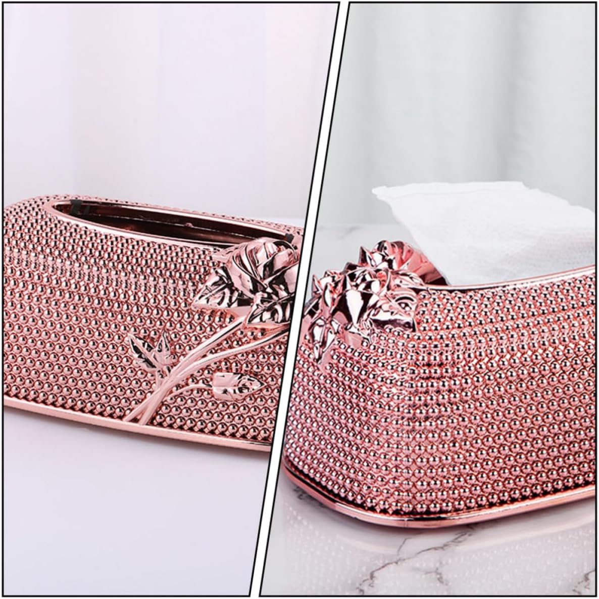 Elegant Acrylic Tissue Box Holder with Golden Finish, Decorative Napkin Dispenser for Cafés and Living Room Desktop, Stylish and Sturdy Paper Tissue Box Organizer