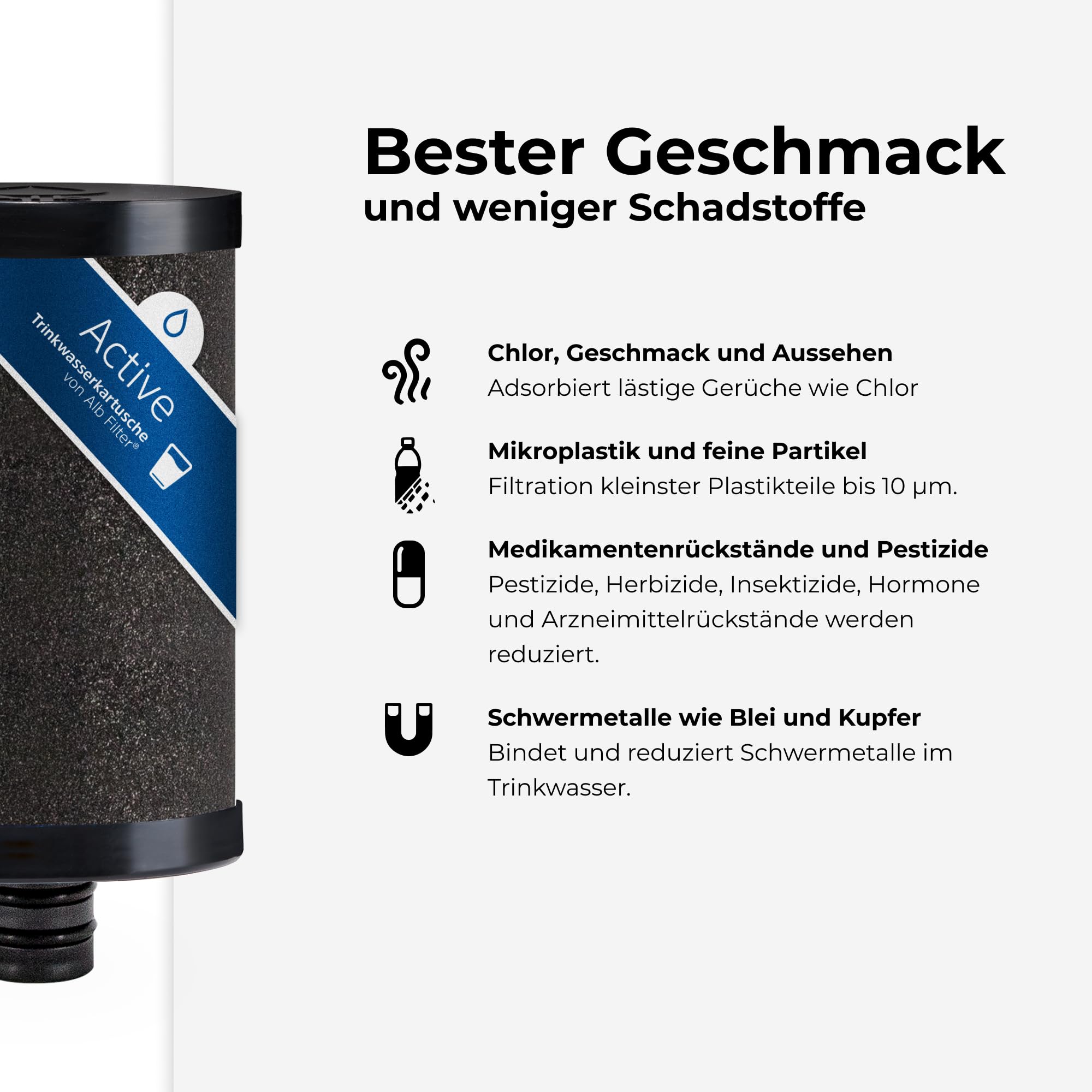 Alb Filter UNTERTISCH ACTIVE Wasserfilter Küche Edelstahl Natur | Reduziert Schadstoffe, Chlor & Geschmack, Untertischfilter Küche, Anschluss-Set Standard, Made in Germany
