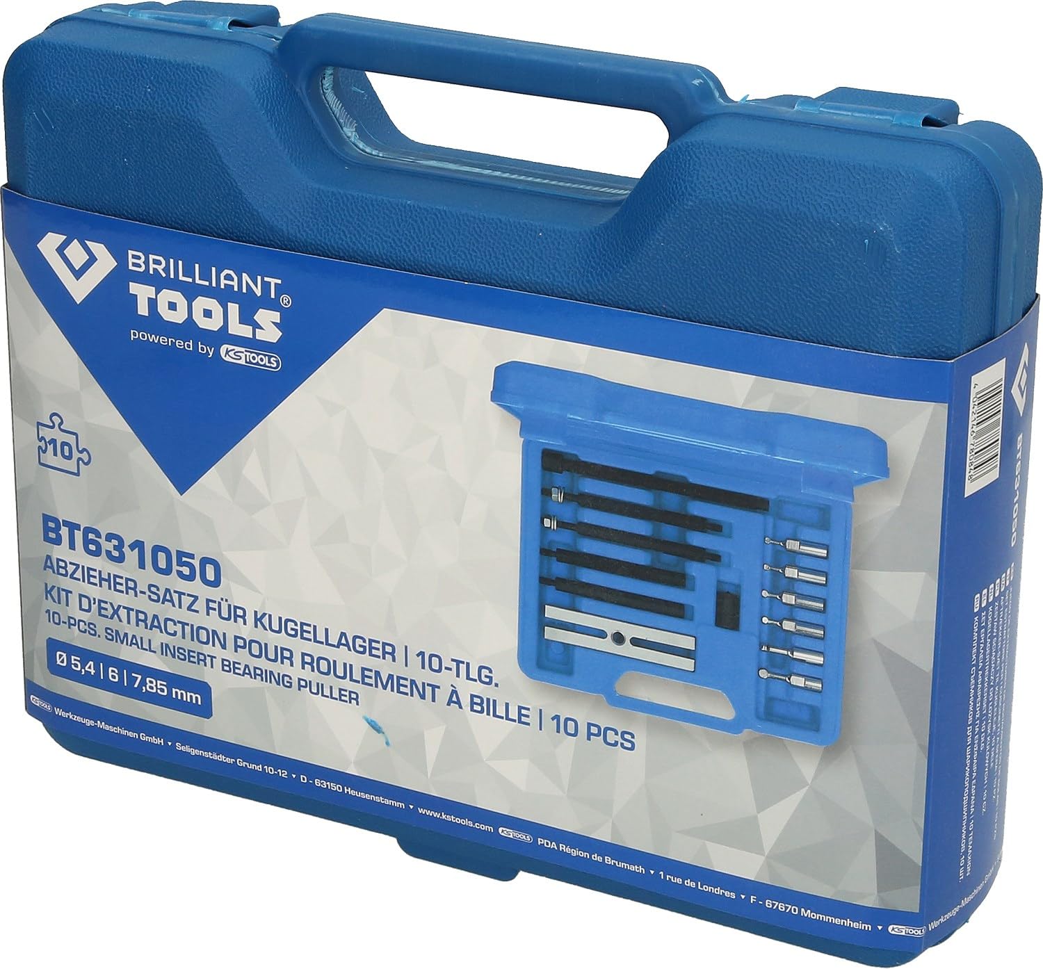 BRILLIANT TOOLS BT631050 Abzieher-Satz für Kugellager, 10-tlg [Powered by KS TOOLS] BT631050 Abzieher-Satz für Kugellager, 10-tlg. Mit Stabilem Blauen Transportkoffer