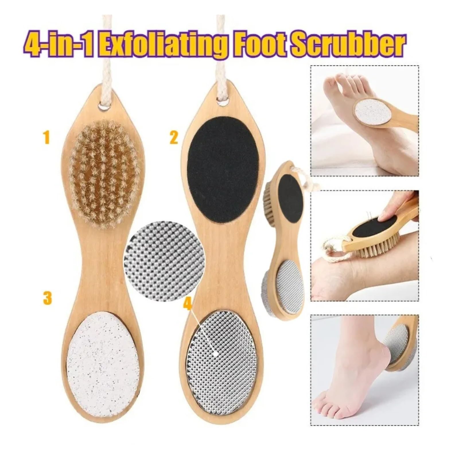 1/2 Uds. Exfoliante 4 En 1 for Pies, Elimina Callos De Piel Muerta, Cepillo Queratina, Raspado Talón, Pulido, Cuidado La Tabla | 2PCS 4-in-1