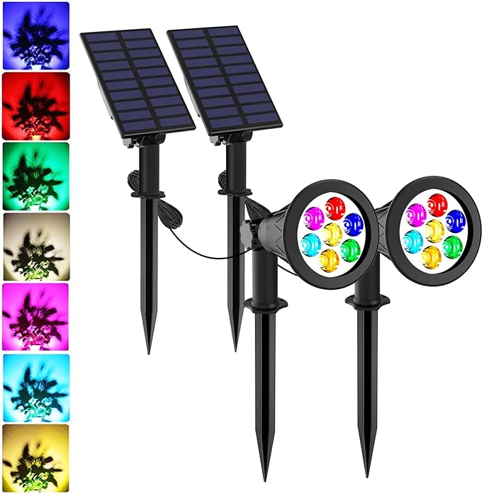 Buy Solar Spotlights, 7 LED Color Changing Solar Lights, TSUNUS