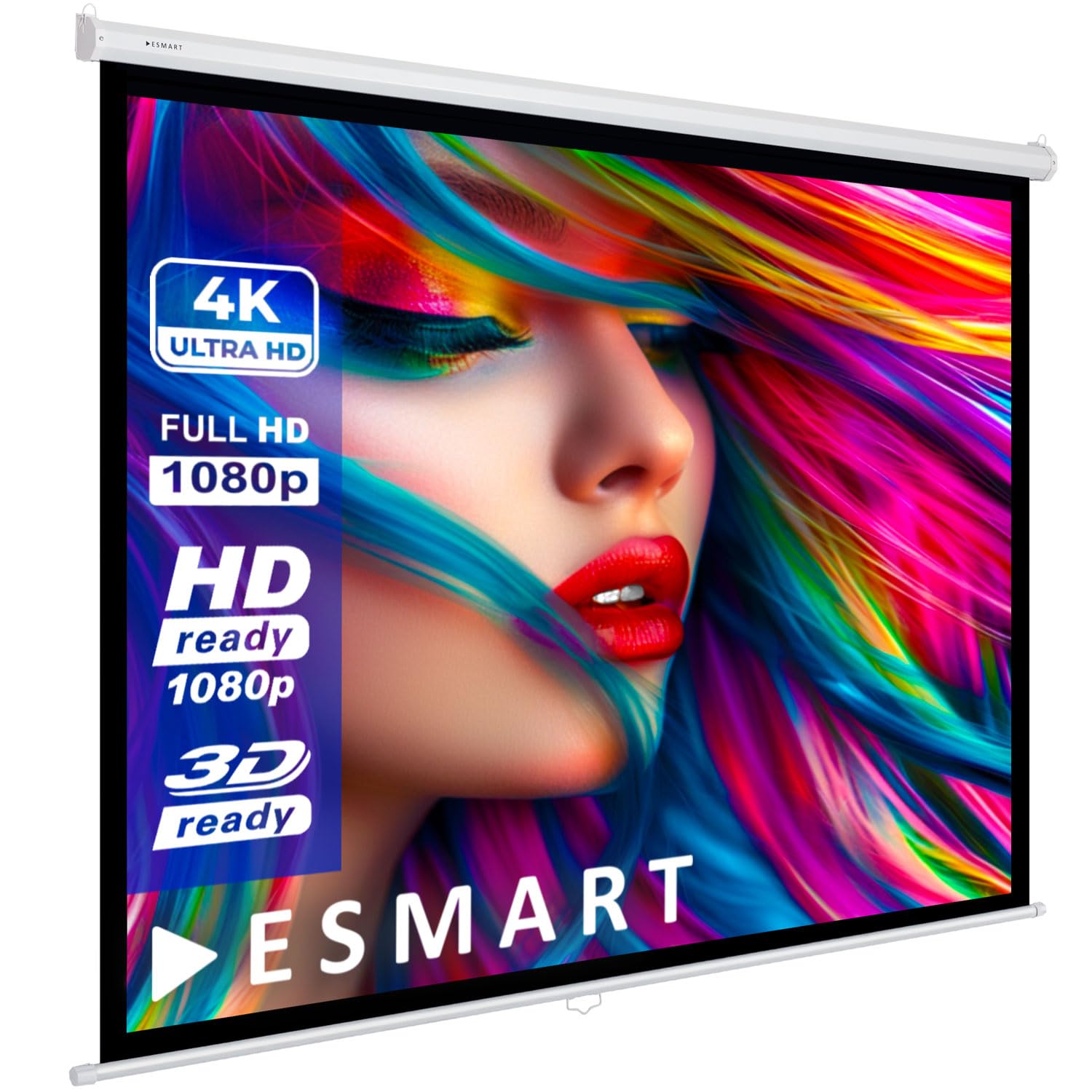 ESMART Economía EXR Pantalla Manual 257 cm Imagen 240 x 240 cm (134") | Formato 1:1 | Pantalla de proyección de proyector de Cine en casa Pantalla de Enrollable LCD LED