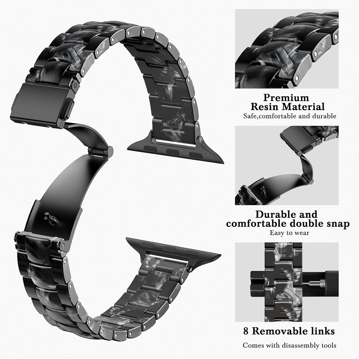 Thin Lightweight Resin Band for Apple Watch Bands Series 11-1/SE Women Men image 4