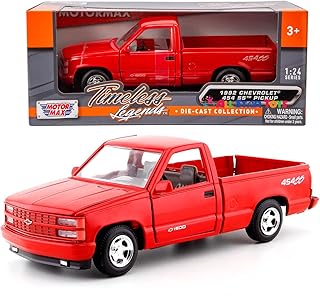 Motor Max 1992 Chevy 454SS Pick Up Truck, Red - Showcasts 73203-1/24 Scale Diecast Model Car