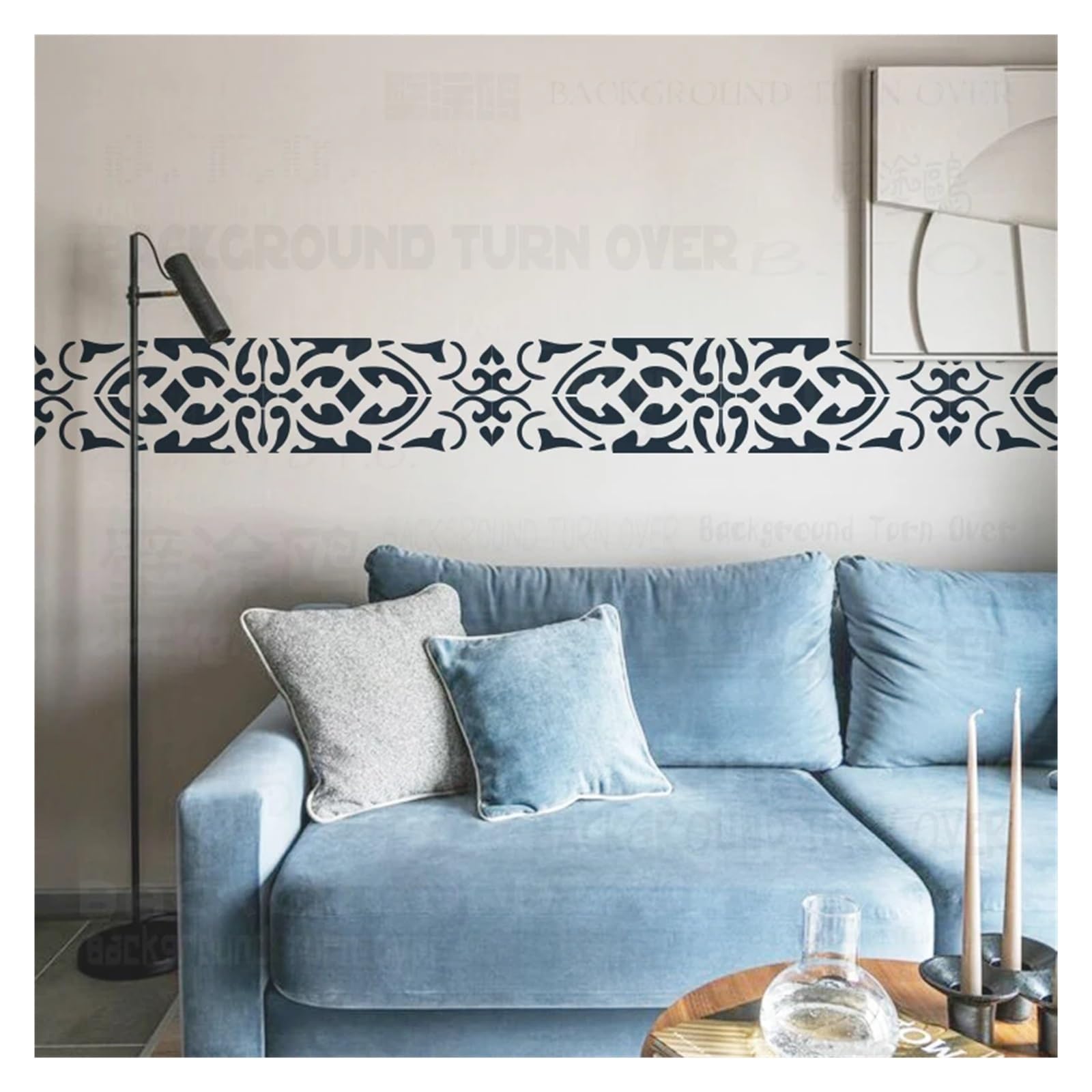 Pochoir mural 60 cm - 120 for peinture, décoration, meubles, bordure rétro