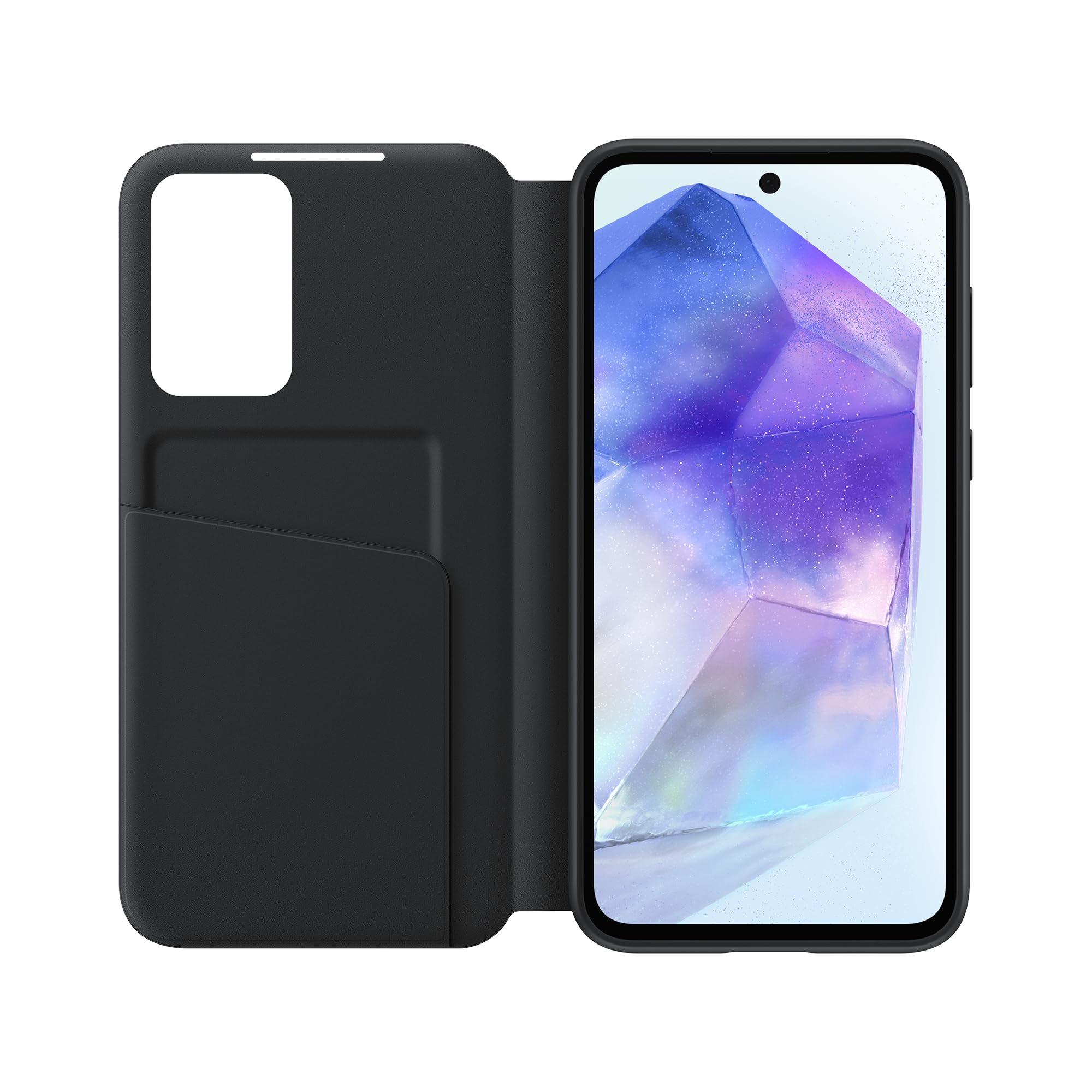 Samsung Smart View Wallet Cover custodia a portafoglio con finestra di visione notifiche per Galaxy A55 5G, Nero