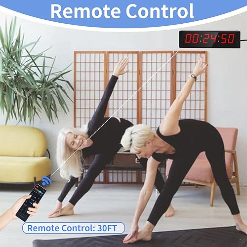 Miniatura 4 de Cronómetro grande con botón de inicioparada, temporizador digital LED con control remoto, reloj de cuenta regresiva con zumbador, reloj de gimnasio