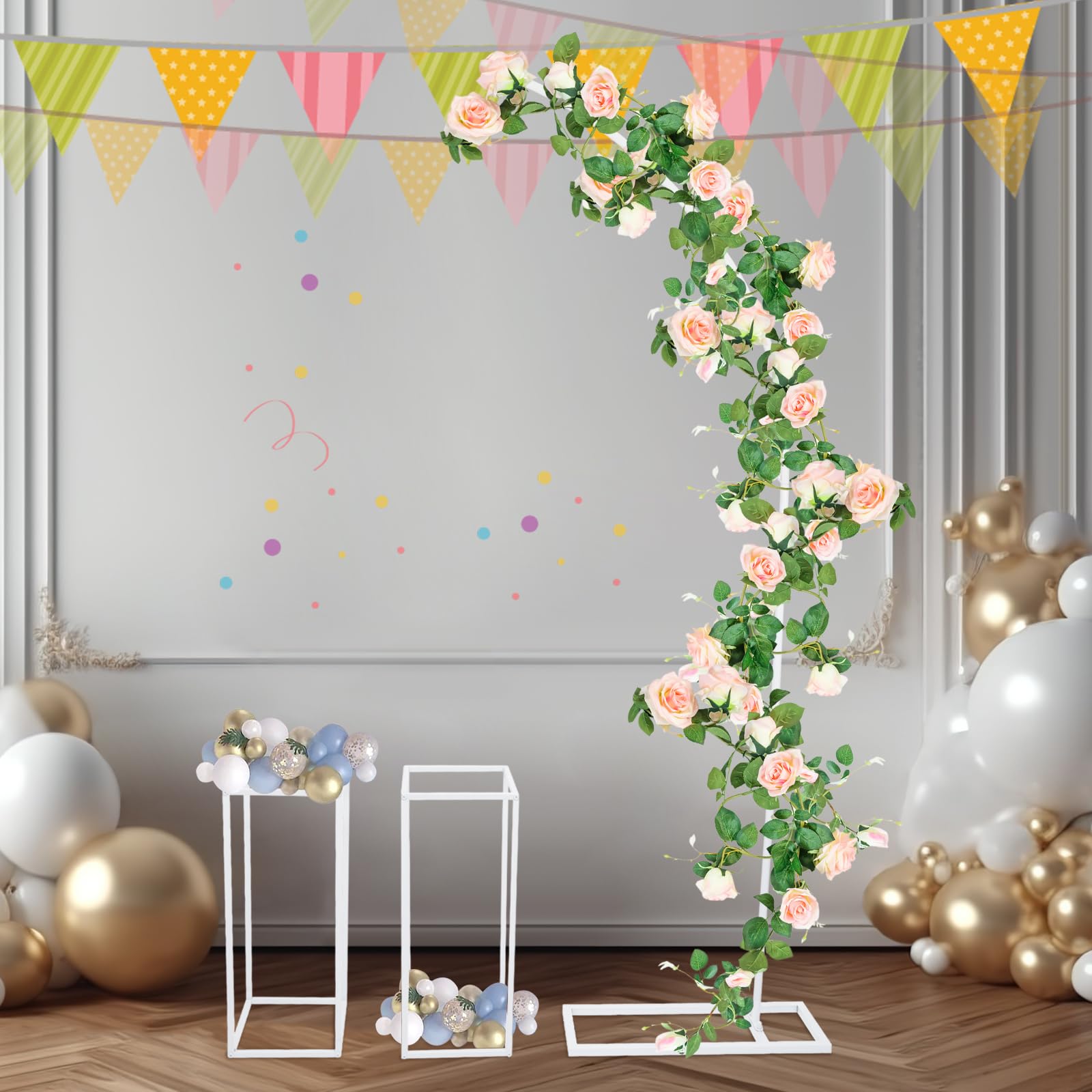 Hochzeitsbogen Gestell 200cm - Metall Bogenständer für Hochzeit Deko Ballonbogen - Stabiler Hintergrundständer für Feiern, Partys, Fotohintergrund (Weiß)