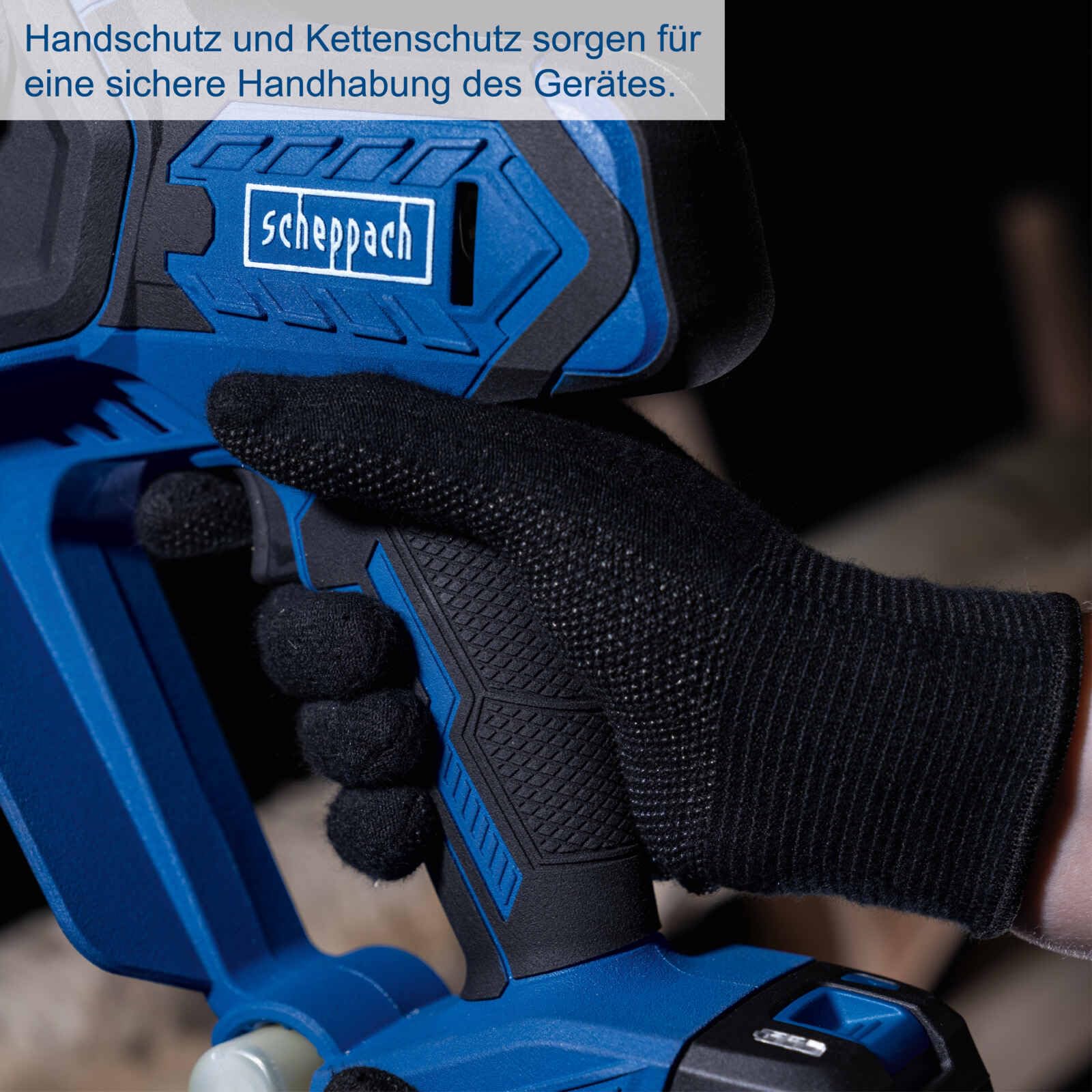 Scheppach Akku Gehölzschneider C-PS100-X Mini Kettensäge | Schnittlänge 127mm | Schnittgeschwindigkeit 4,8 m/s | Schwert & Kette 5" | 20V-IXES-Serie | 10 Jahre Garantie | mit 2x 2Ah Akku & Ladegerät
