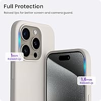 Vista 49 de ORNARTO Funda compatible con iPhone 15 Pro de 6.1 pulgadas, silicona líquida de 3 capas cubierta completa de goma de gel suave, funda protectora
