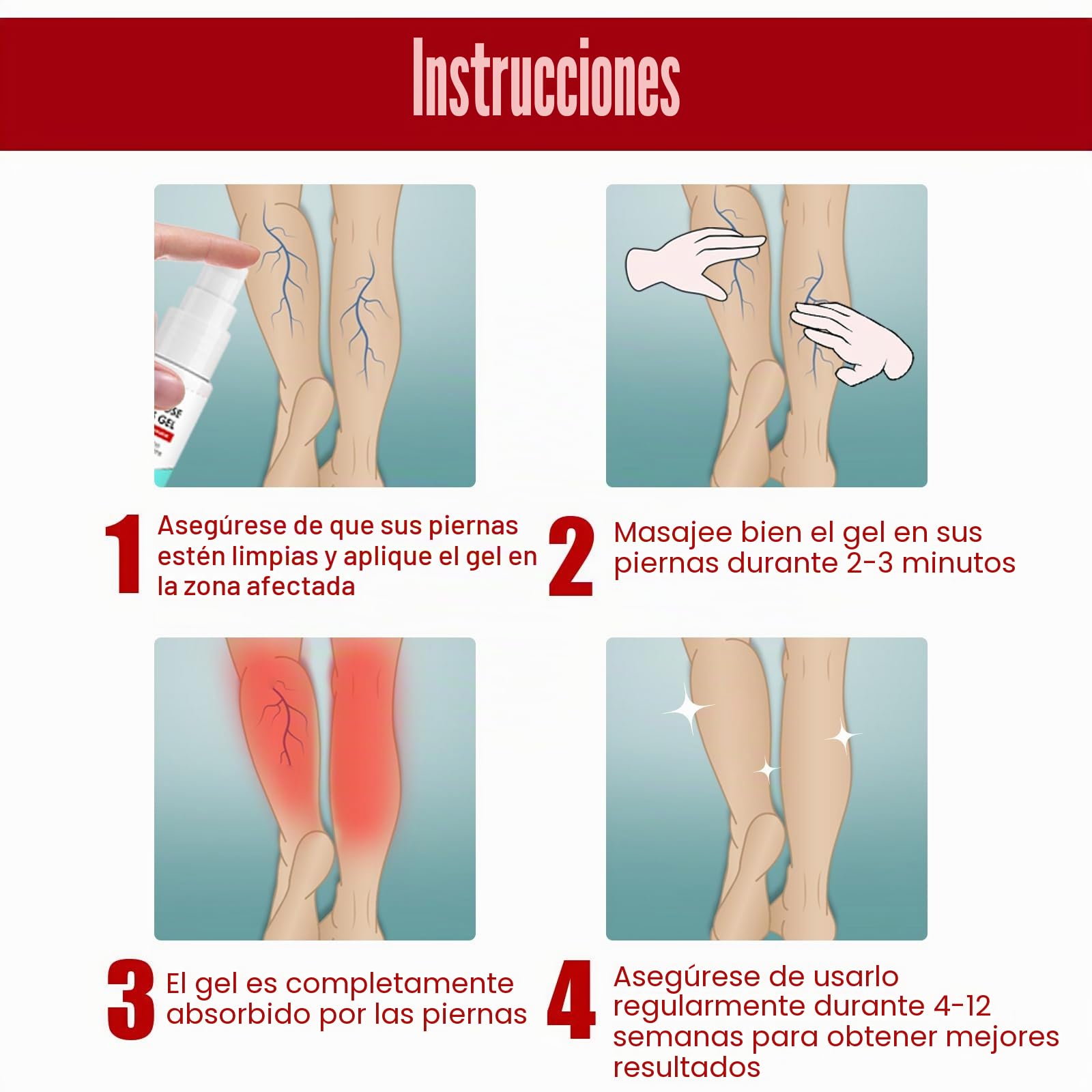 Crema Reparadora de Patas de Araña, Varicoso Vena Calmante Pierna Crema, Crema para Venas de araña para Uso Externo, Eliminación de Arañas para el Dolor de Piernas y Muslos