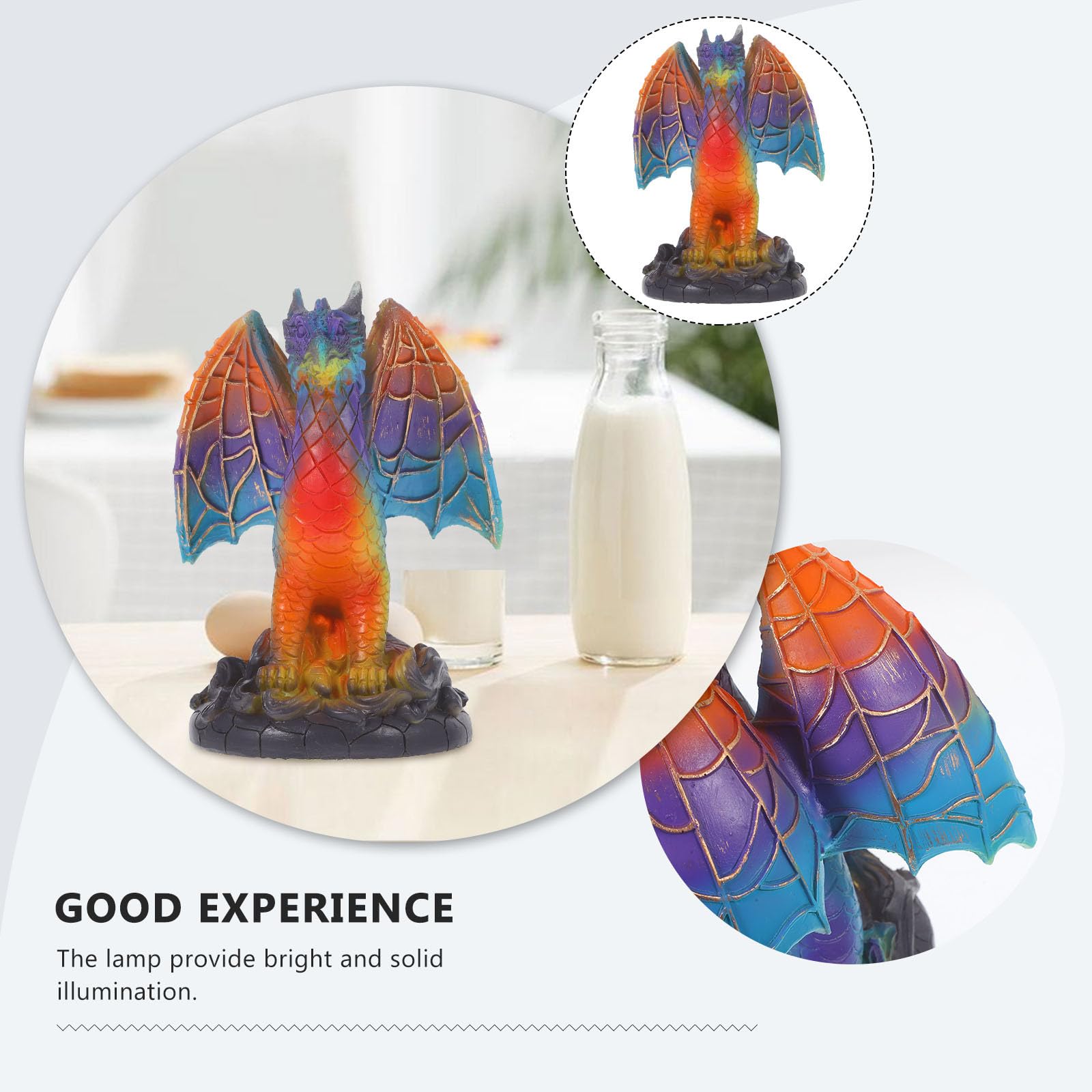 Anneome Lampe de Table Dragon en Résine Led, Lampe de Salon à Poser Décorative et Veilleuse, Illumination Chaleureuse pour Chambre ou Bureau, Design Unique et Stylé
