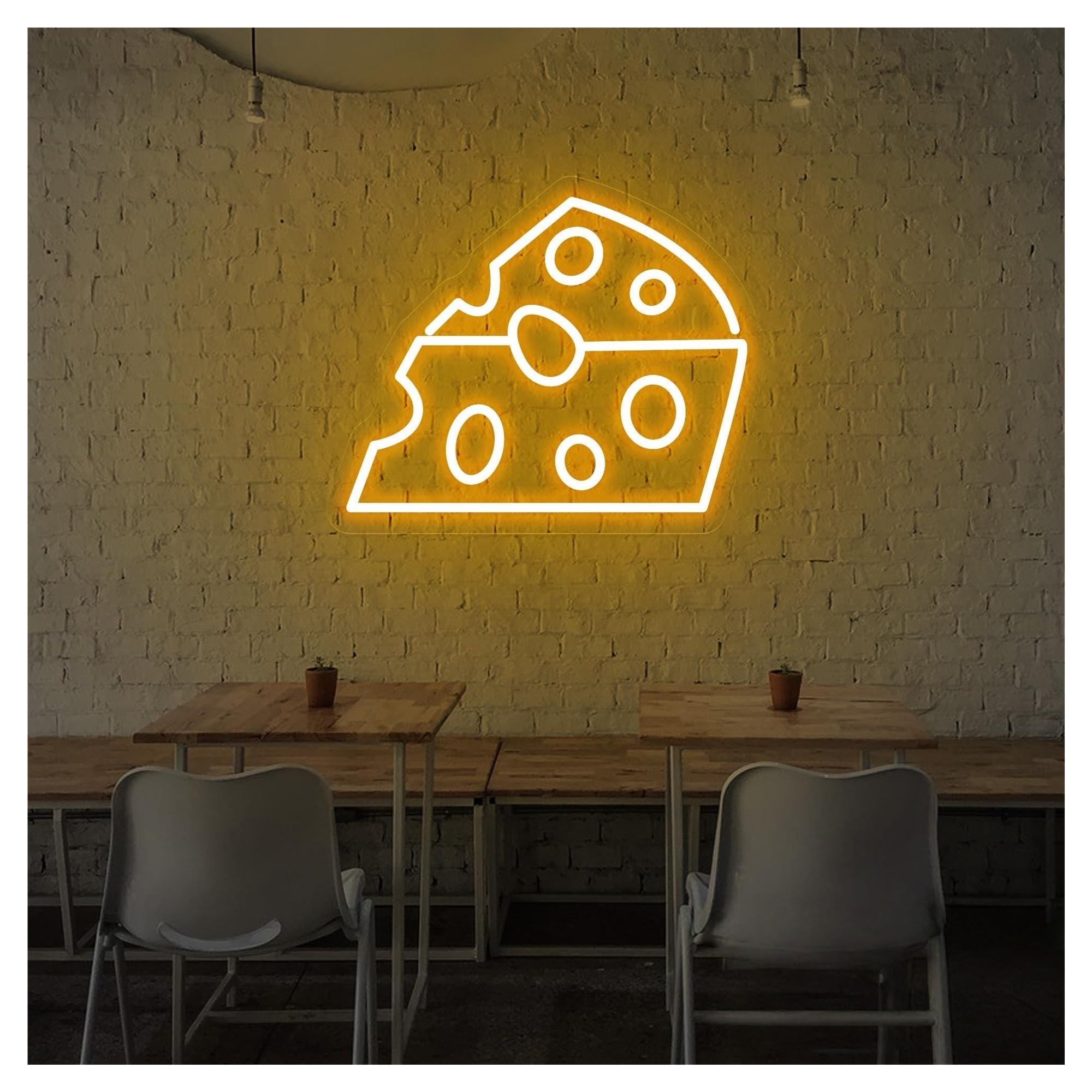 RONGCH Hanging Art Neon Signs Cheese Neon Sign, Suitable for Kitchen Store Decor with Brightness Adjustable 30cmx38cm