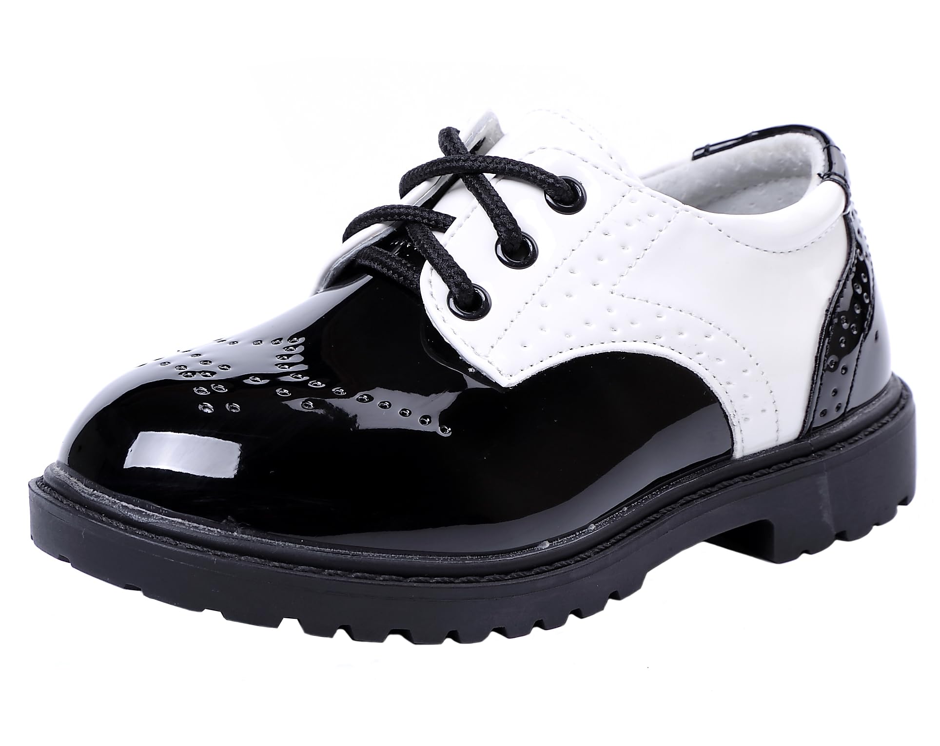PPXID Garçon Fille Mixte Enfant Ecole Cuir Oxford Chaussures de Ville à Lacets pour Mariage Costume