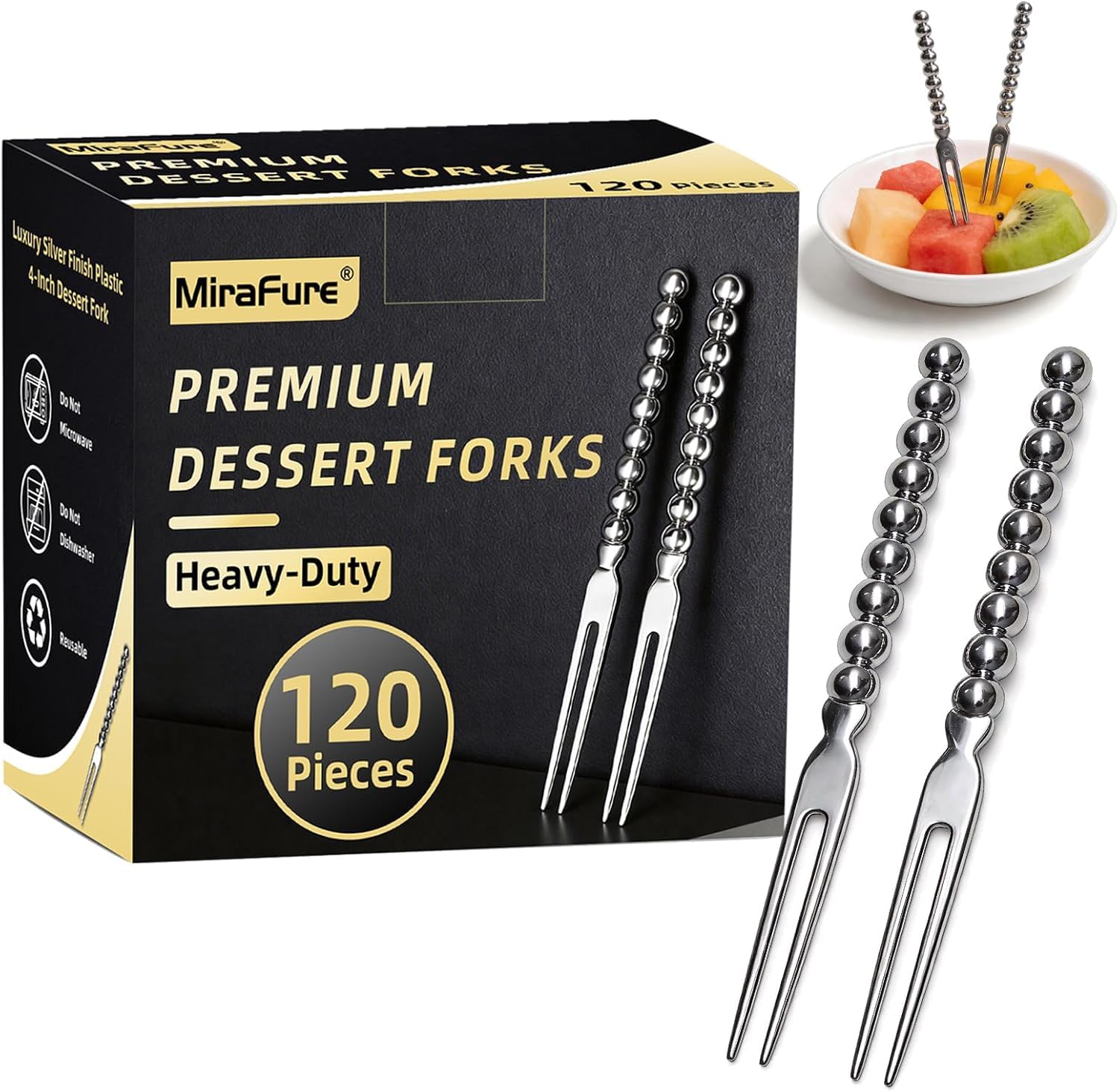 [BRSRGBIKDN5REG37] Mini Dessert Forks 120 Count Silver Plated Forks, Mini Fruit Forks 4.2 Inch
