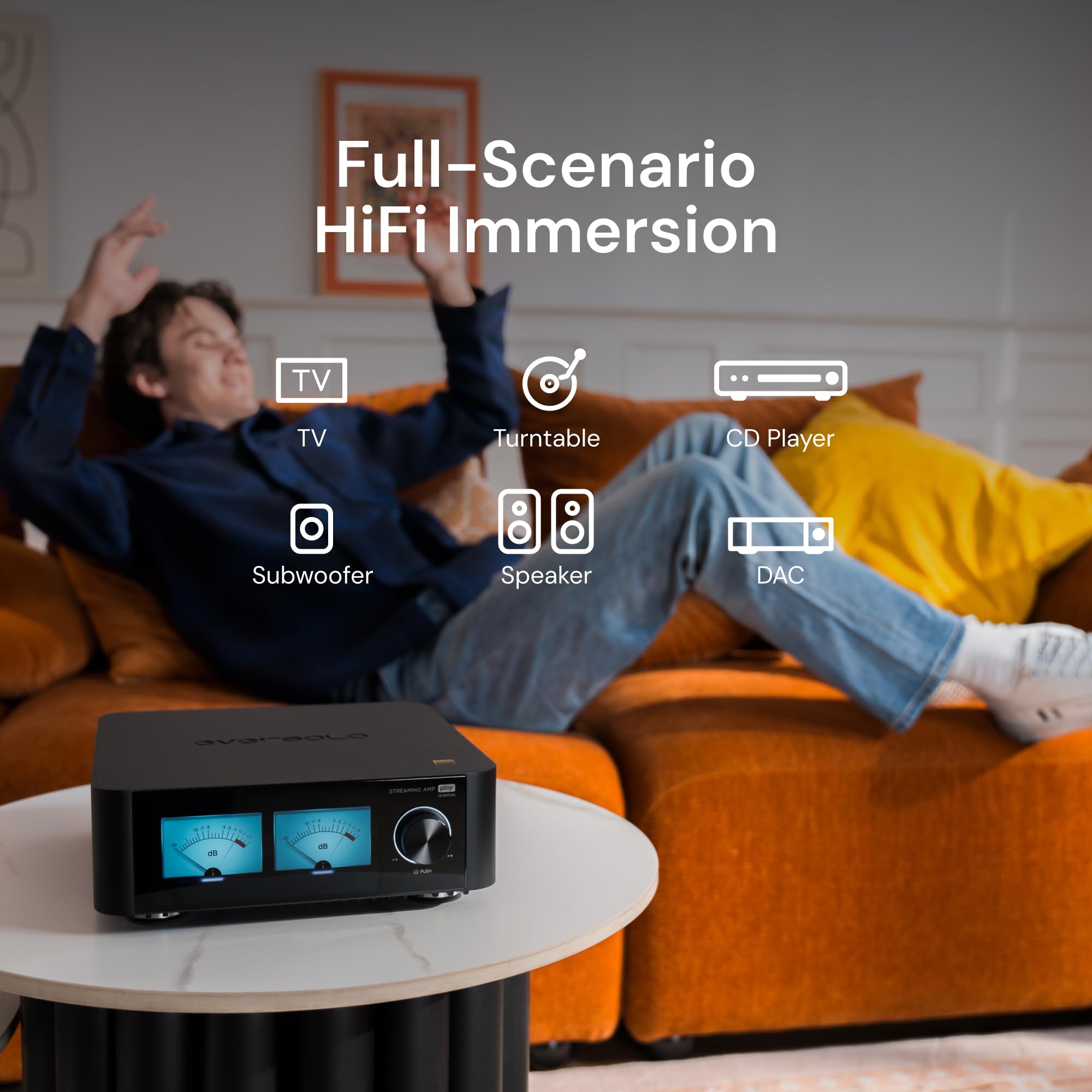 EVERSOLO Reproduce Streaming de música Todo en uno con Amplificador, Pantalla táctil de 5.5 Pulgadas, Compatible con corrección de habitación y habitación, transmisión de Marea, Qobuz, Amazon Music y