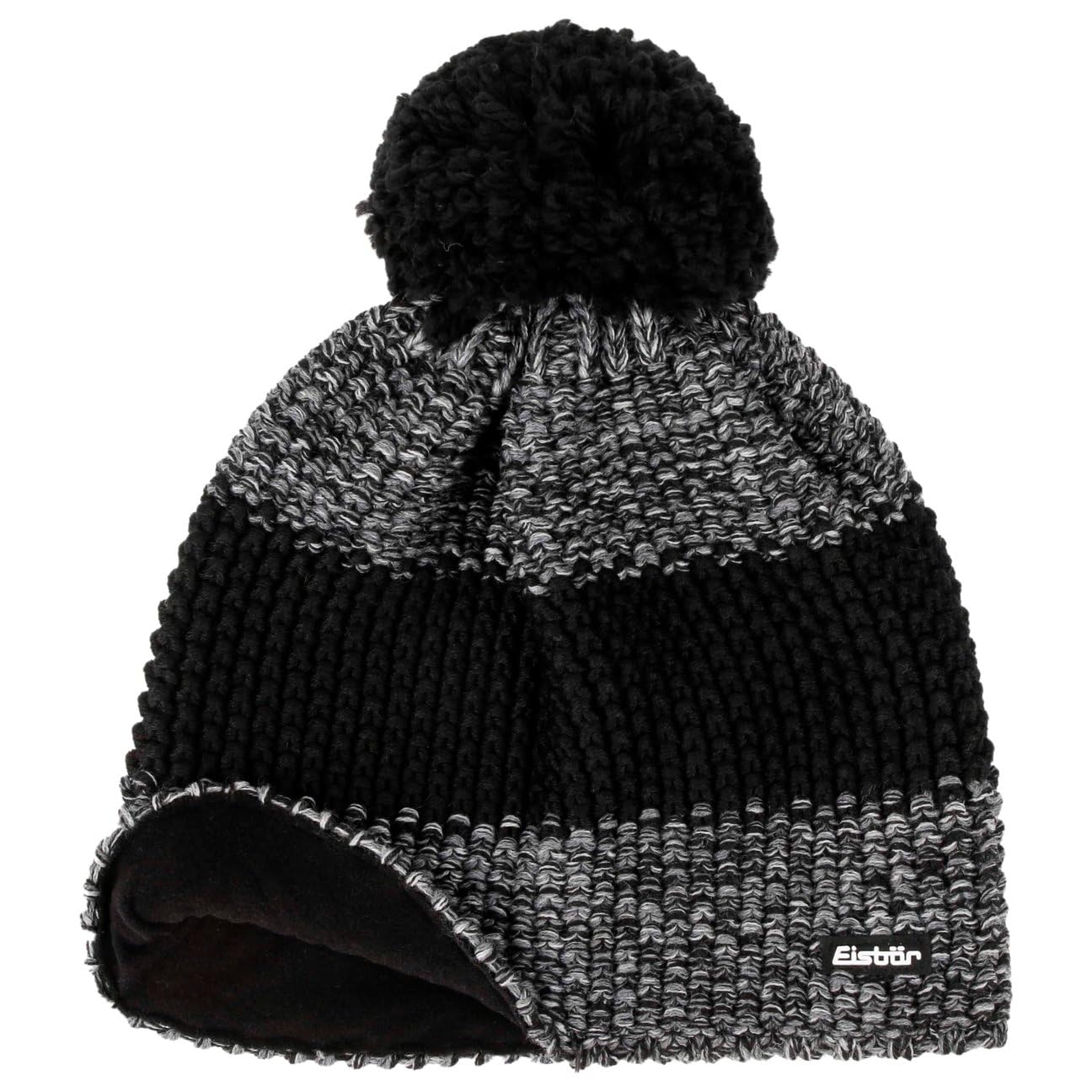 Eisbär Bonnet a Pompon Styler Femme/Homme - Made in The EU de Ski en Tricot pour l'hiver avec Doublure, Doublure Automne-Hiver Hiver