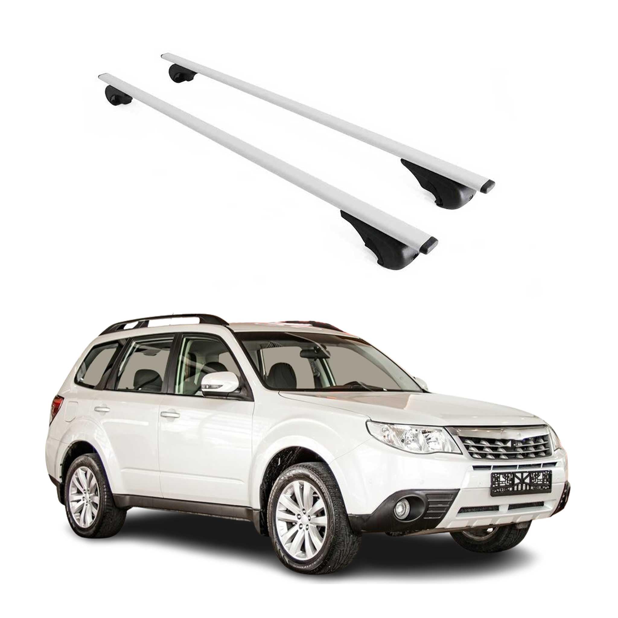 OMAC Dachträger für Subaru Forester 2008-2018 Stahl 2 Stangen Silber