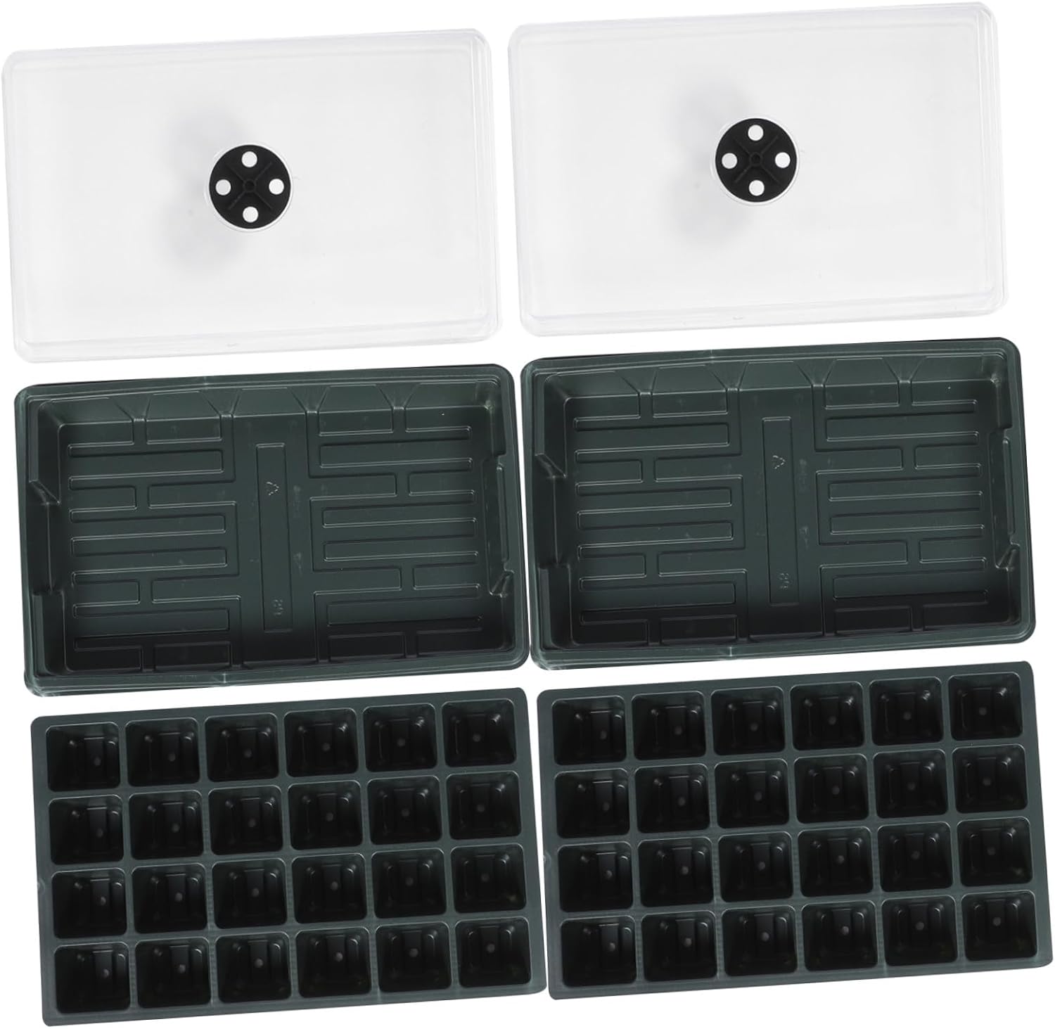 2pcs Plastic Germination Tray with Lid Green Starter Tray