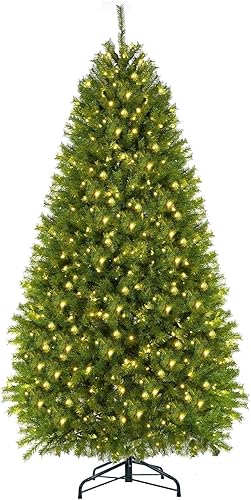 Miniatura 2 de Árbol de Navidad artificial de PVC de 6 pies, 1460 puntas de ramas preiluminadas con 450 bombillas de luz LED blanca cálida, adecuado para