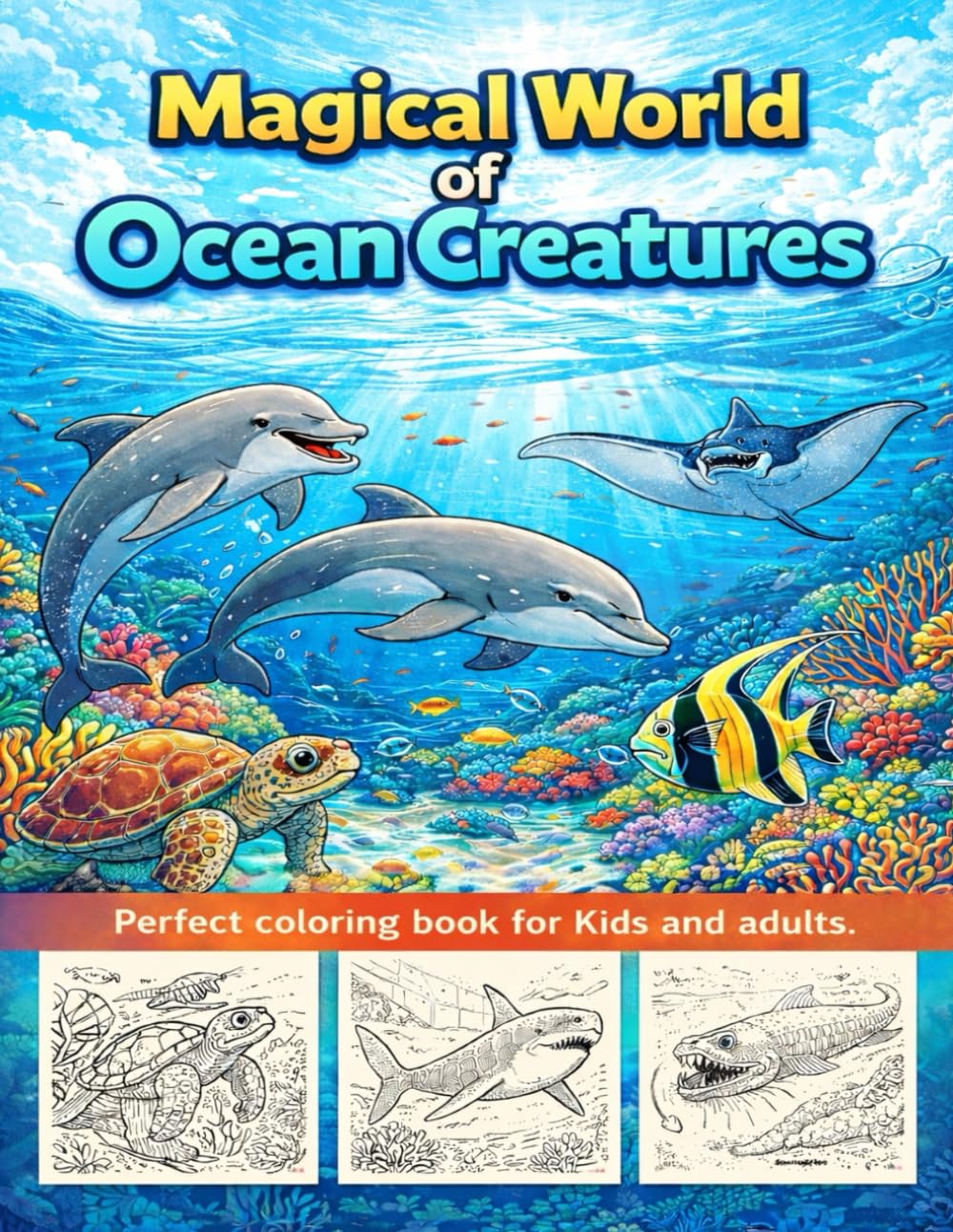 Magical World of Ocean Creatures: 50 Fascinating Ocean Coloring Pages – From Dolphins and Whales to Sharks, Rays, and Mysterious Deep-Sea Creatures