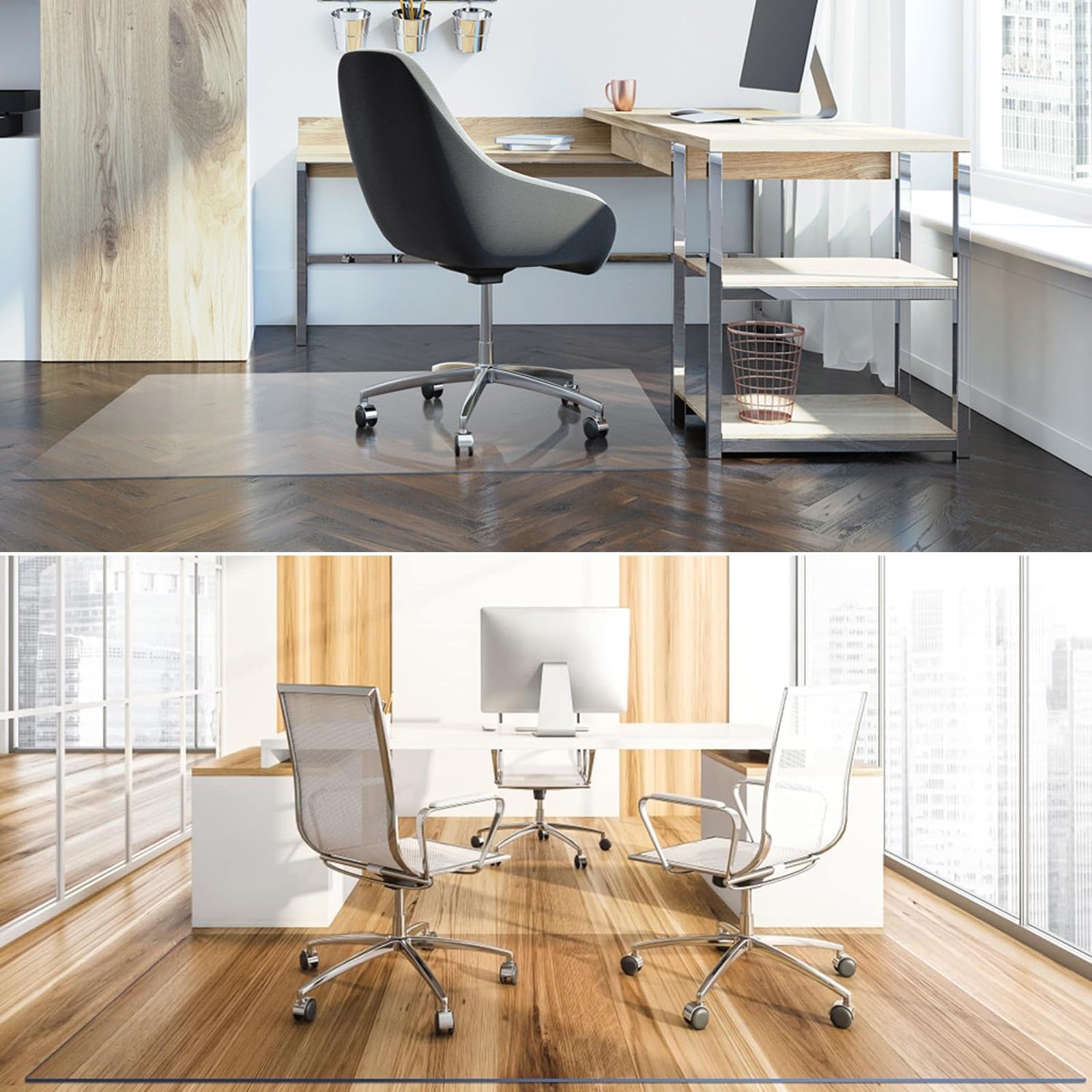 Tapete transparente de PVC de 1,5 mm para silla de oficina, antideslizante, protector de suelo para madera y azulejos, resistente a los arañazos, 80 x 100 cm, antiamarilleamiento, ideal para suelos