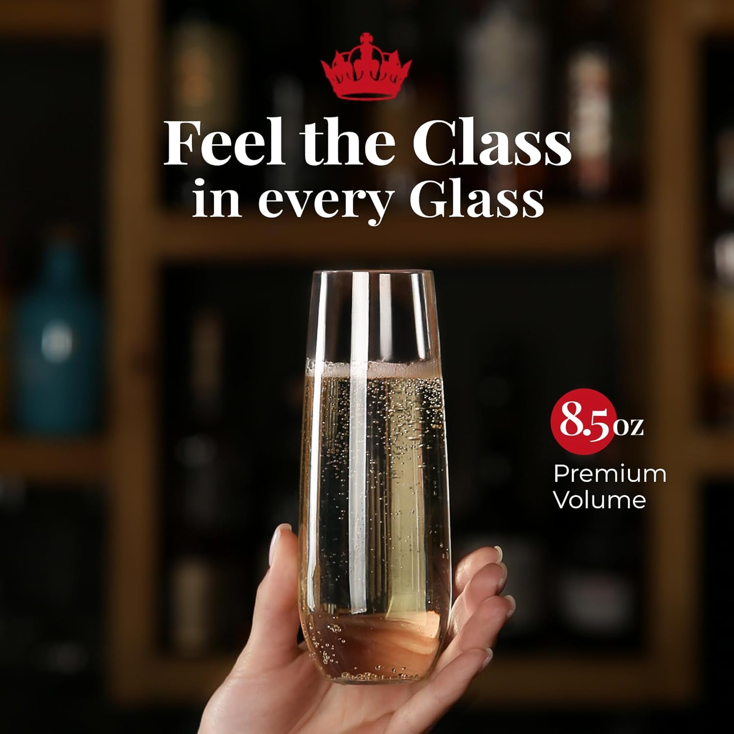 Vivocci Unbreakable Tritan Plastic Stemless Champagne Flutes 8.5 Oz - Reusable Glassware - Ideal for Mimosas, Cocktails & Sparkling Wine - Dishwasher-Safe - Wedding & Birthday Party Glasses - Set of 6 - Image 7