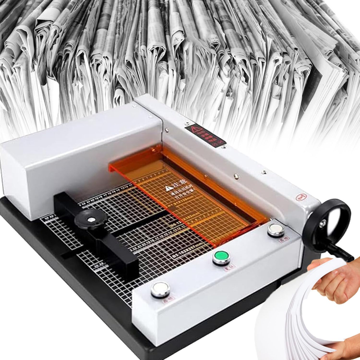 TIANQIHAO Electric Paper Cutter, Electric Leather Trimmer, Cutting Width 0-300Mm, Paper Guillotine, Cutting Thickness 40Mm, With Gridlines, For Cardstock Cards Leather, Office Home