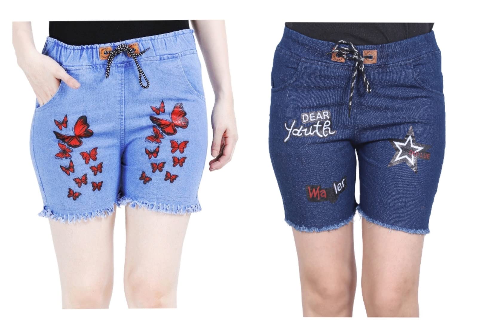 FABS COLLECTIONDenim Combo Shorts for Girls (,)
